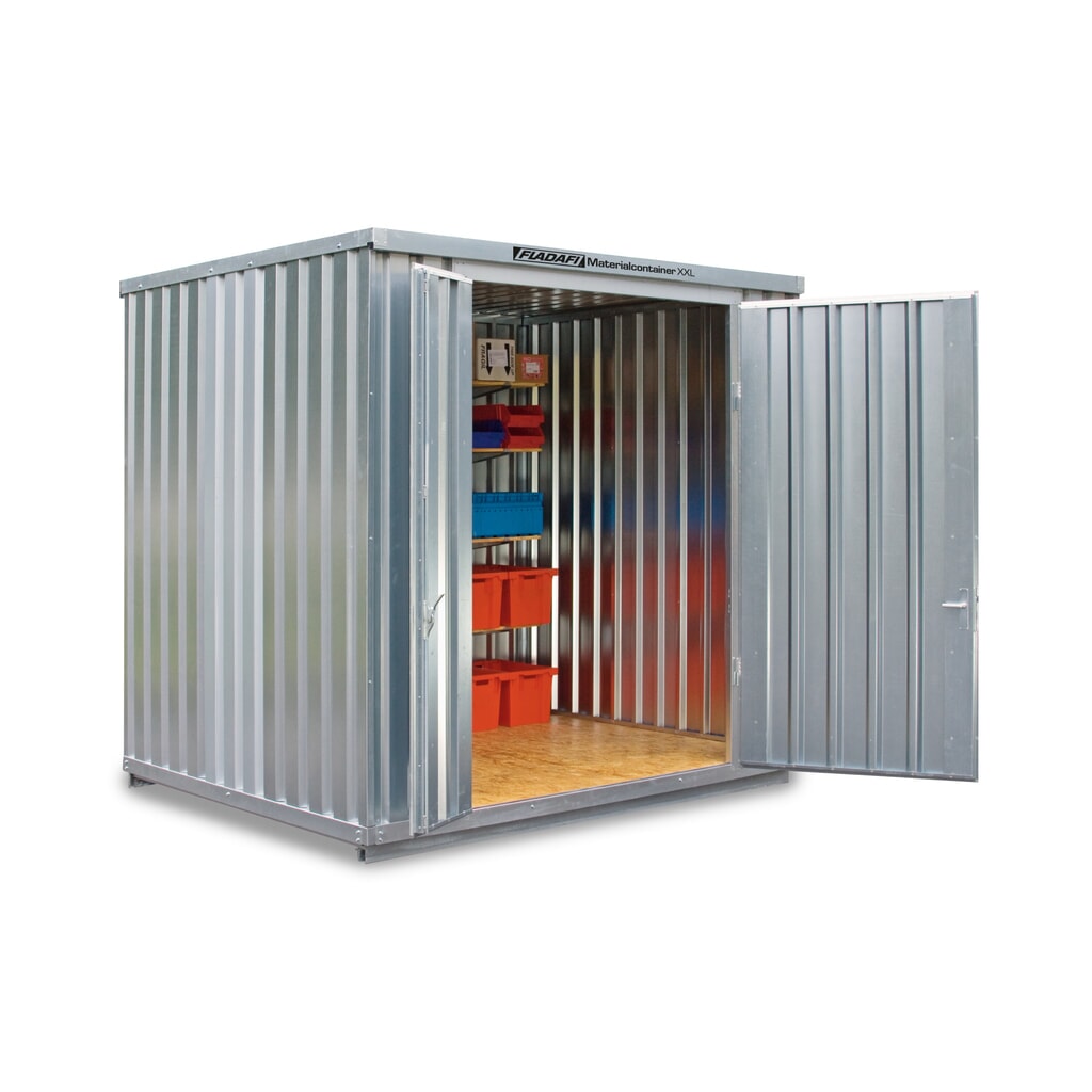 Conteneur à matériaux FLADAFI®, galvanisé, assemblé, XXL 7 m², haut. x larg. x prof. 2 595 x 3 020 x 2 540 mm, Porte à doubles battants ( division asymétrique), centré sur le largeur Illustration du produit: Conteneur à matériaux FLADAFI®, galvanisé, assemblé, XXL 7 m², haut. x larg. x prof. 2 595 x 3 020 x 2 540 mm, Porte à doubles battants ( division asymétrique), centré sur le largeur