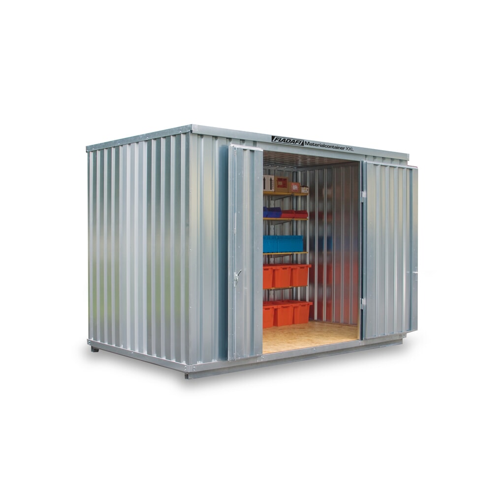 Conteneur à matériaux FLADAFI®, galvanisé, assemblé, XXL 9 m², haut. x larg. x prof. 2 595 x 4 050 x 2 540 mm, porte à doubles battants (division asymétrique), centrée en face avant Illustration du produit: Conteneur à matériaux FLADAFI®, galvanisé, assemblé, XXL 9 m², haut. x larg. x prof. 2 595 x 4 050 x 2 540 mm, porte à doubles battants (division asymétrique), centrée en face avant
