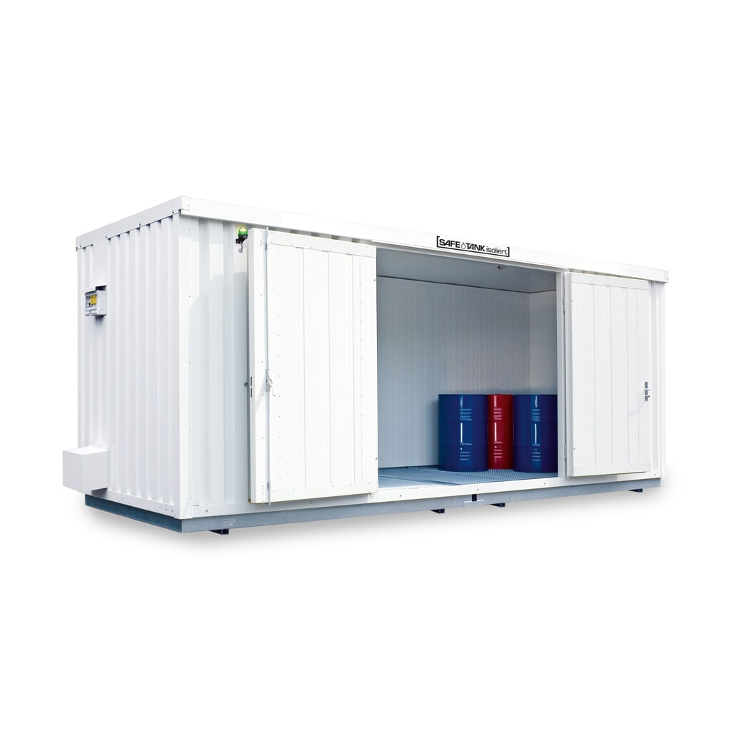 Conteneur pour substances dangereuses SAFE Tank 2000 ECO, efficacité énergétique grâce à la commande du ventilateur en fonction des portes à doubles battants (division asymétrique) dimensions extérieures 3 350x4 340x2 560 mm, porte à doubles Illustration du produit: Conteneur pour substances dangereuses SAFE Tank 2000 ECO, efficacité énergétique grâce à la commande du ventilateur en fonction des portes à doubles battants (division asymétrique) dimensions extérieures 3 350x4 340x2 560 mm, porte à doubles