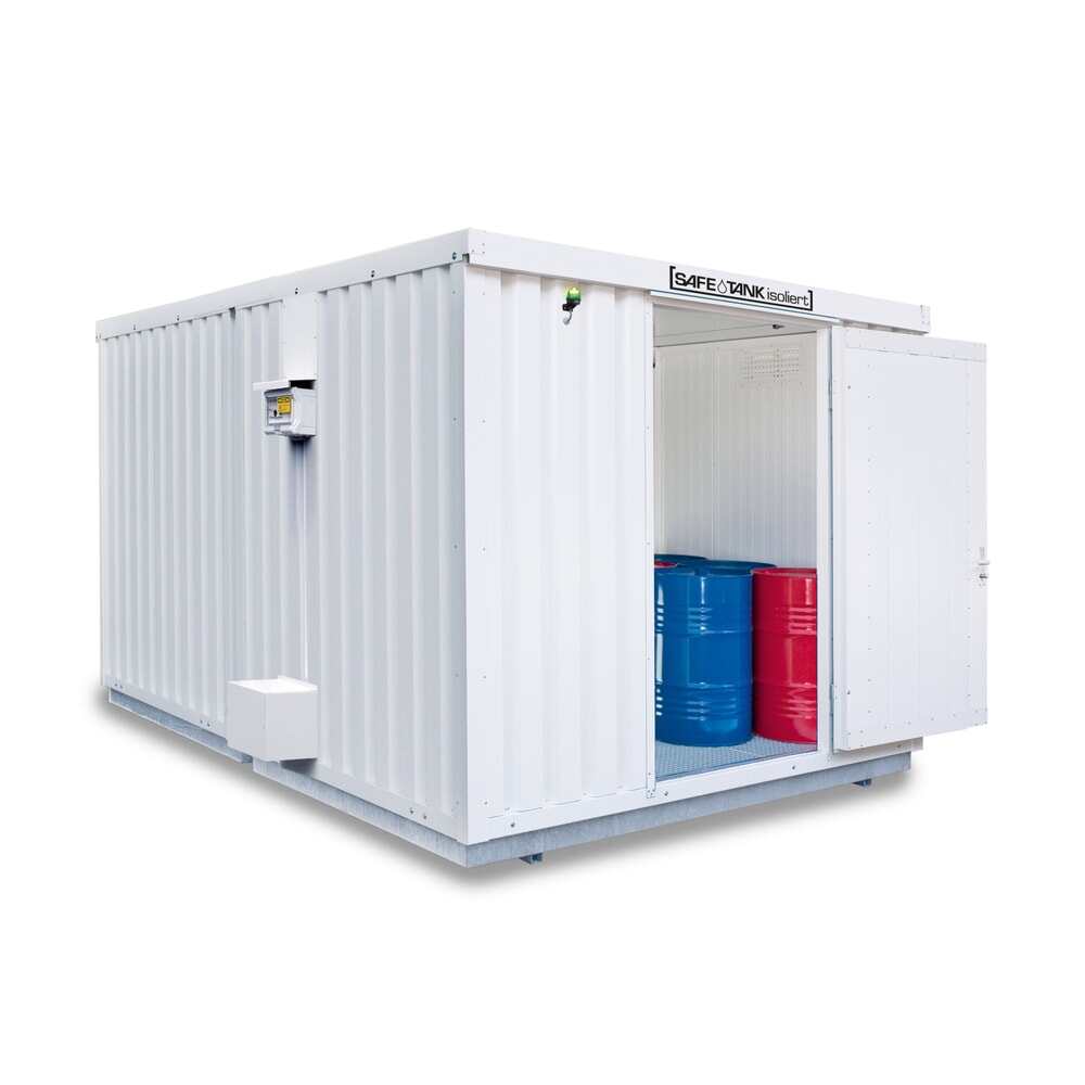 Illustration du produit: Conteneur pour substances dangereuses SAFE Tank 2000 ECO, efficacité énergétique grâce à la commande du ventilateur en fonction des besoins, dimensions extérieures 2 100x1 440x2 520 mm, porte à un battant, au centre du côté large, surface de