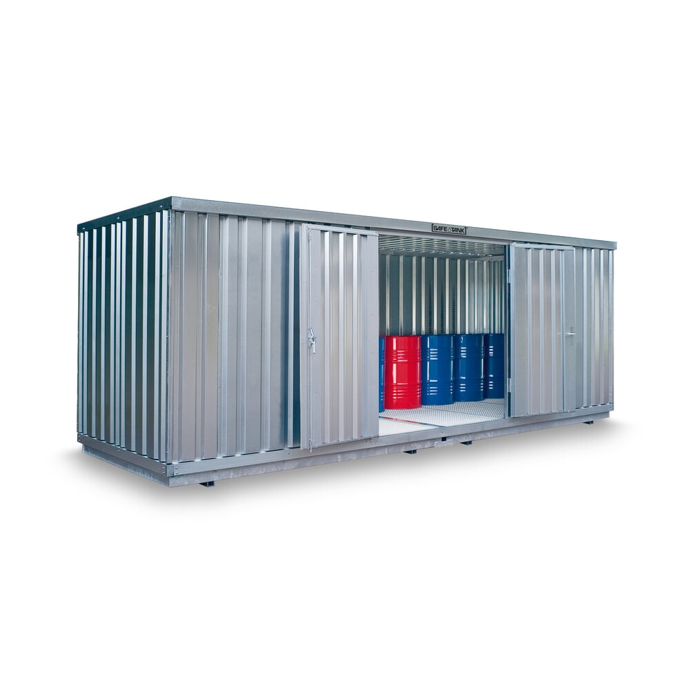 Illustration du produit: Conteneur pour substances dangereuses SAFE Tank 1900, galvanisé, monté, WGK, installation à l'intérieur et à l'extérieur, dimensions extérieures 6 080x2 170x2 310 mm, porte à un battant, au centre du côté avant, surface de stockage 12 m²