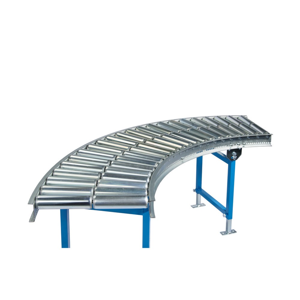 Illustration du produit: Convoyeur léger à rouleaux, rouleaux en acier, courbe de 45°, largeur de 400 mm, entraxe : 100 mm