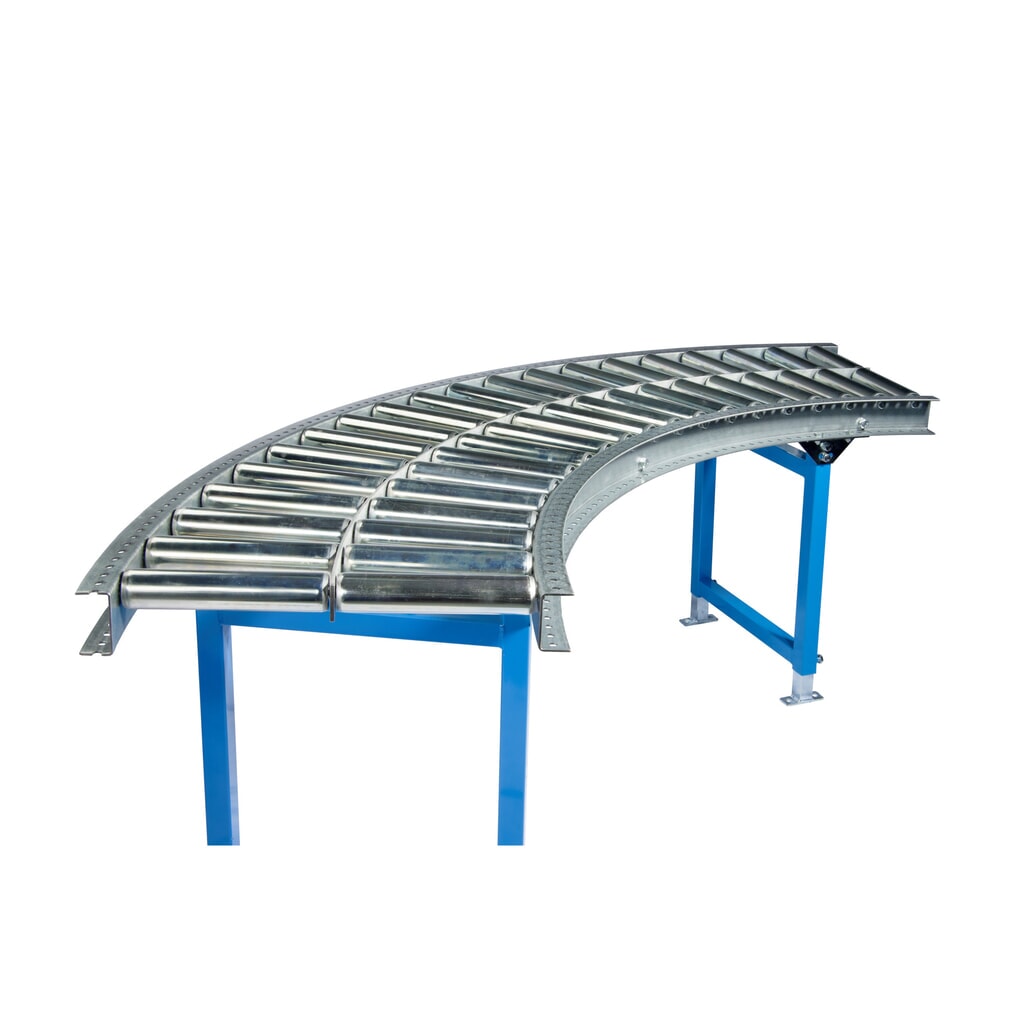 Convoyeur à rouleaux pour charges lourdes, rouleaux en acier, courbe de 45°, largeur de 400 mm, entraxe : 125 mm Illustration du produit: Convoyeur à rouleaux pour charges lourdes, rouleaux en acier, courbe de 45°, largeur de 400 mm, entraxe : 125 mm