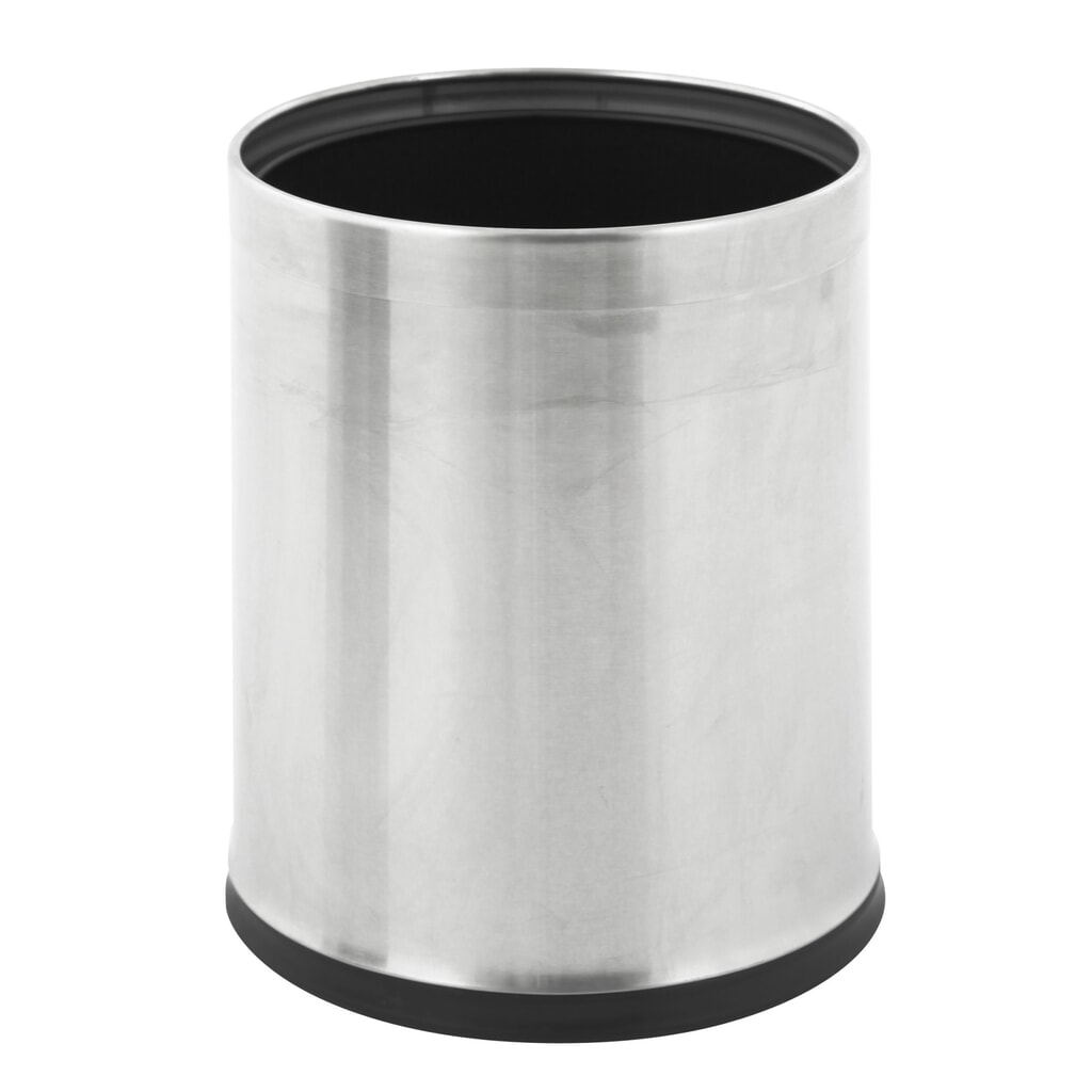 Corbeille à papier à double paroi, ronde, 10 litres, acier inoxydable mat Illustration du produit: Corbeille à papier à double paroi, ronde, 10 litres, acier inoxydable mat