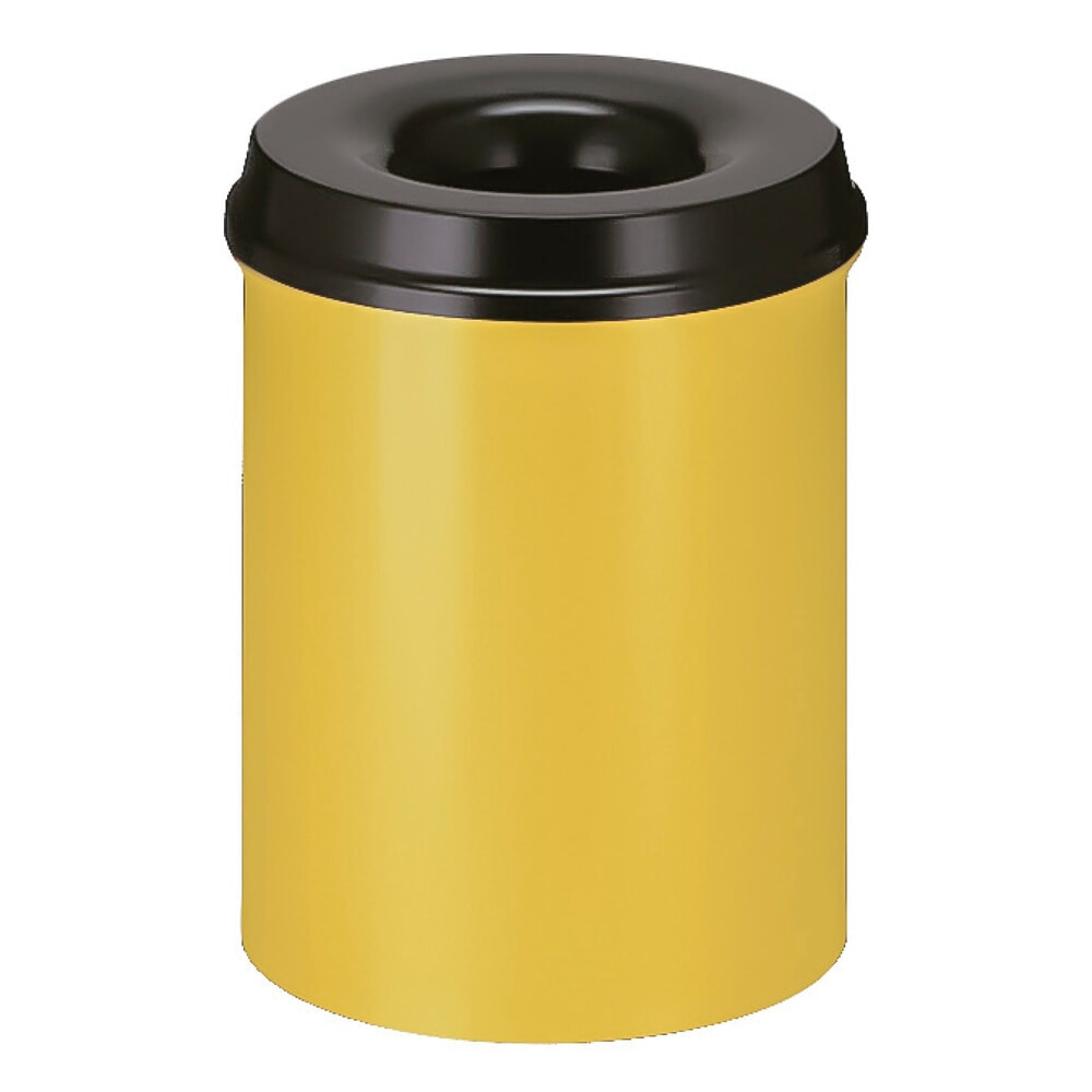 Illustration du produit: Corbeille à papier de sécurité, auto-extinguible, acier, 15 litres, jaune, noir