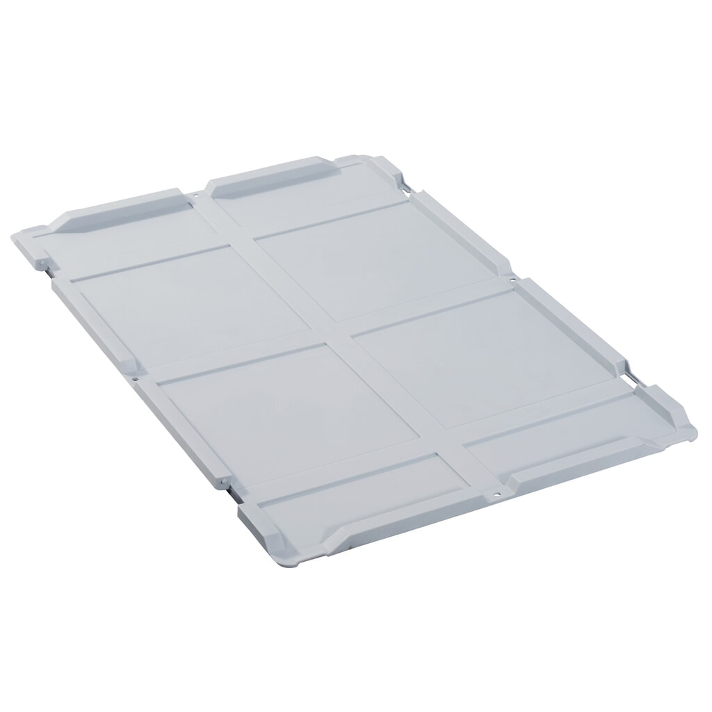 Couvercle à charnières, sans fermetures pour bac empilable format Europe, pour lxP 400 x 300 mm Illustration du produit: Couvercle à charnières, sans fermetures pour bac empilable format Europe, pour lxP 400 x 300 mm