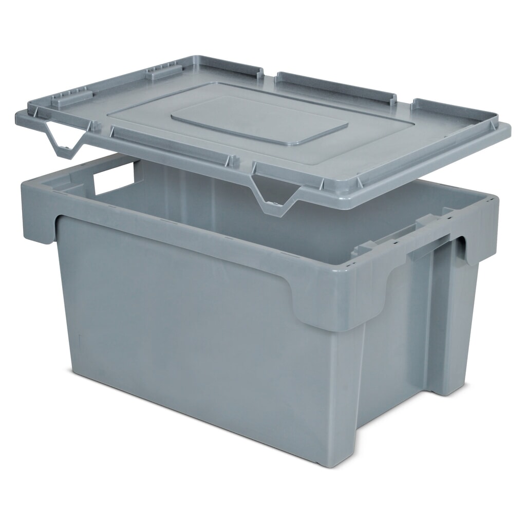 Couvercle de protection pour bacs empilables, parois + fond pleins/perforés, blanc Illustration du produit: Couvercle de protection pour bacs empilables, parois + fond pleins/perforés, blanc