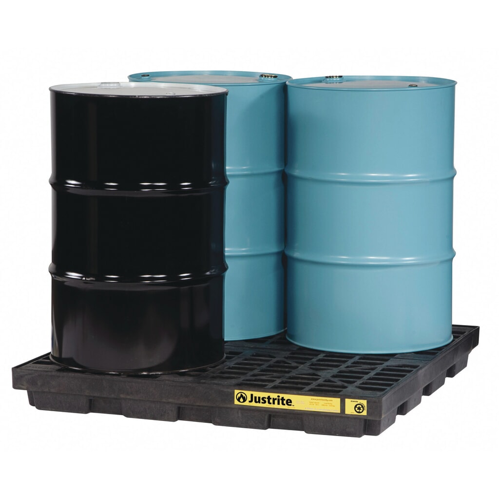 N° de l'image du produit 3 : Justrite® bac de rétention plat en polyéthylène (PE), 4 x 200 l, contenance 185 l, noir