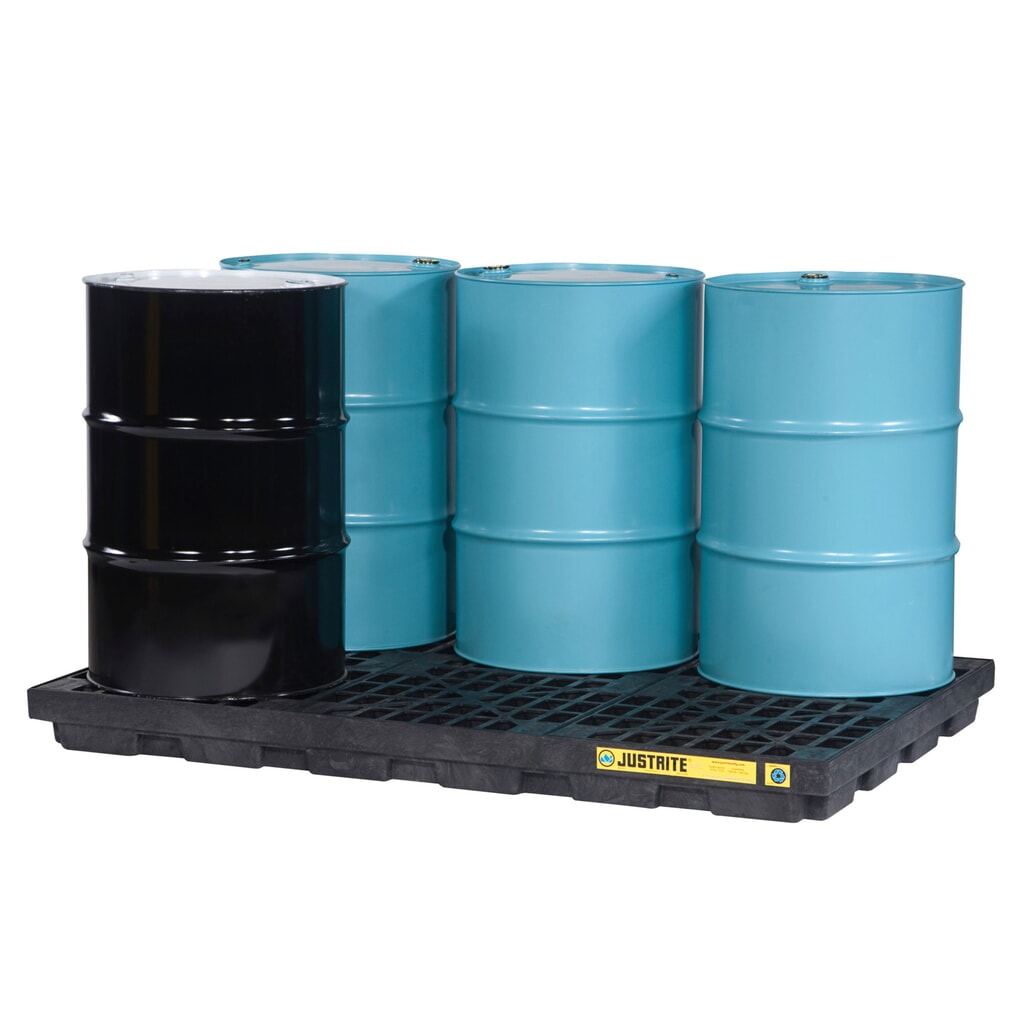 Justrite® bac de rétention plat en polyéthylène (PE), 6 x 200 l, contenance 276 l, noir Illustration du produit: Justrite® bac de rétention plat en polyéthylène (PE), 6 x 200 l, contenance 276 l, noir
