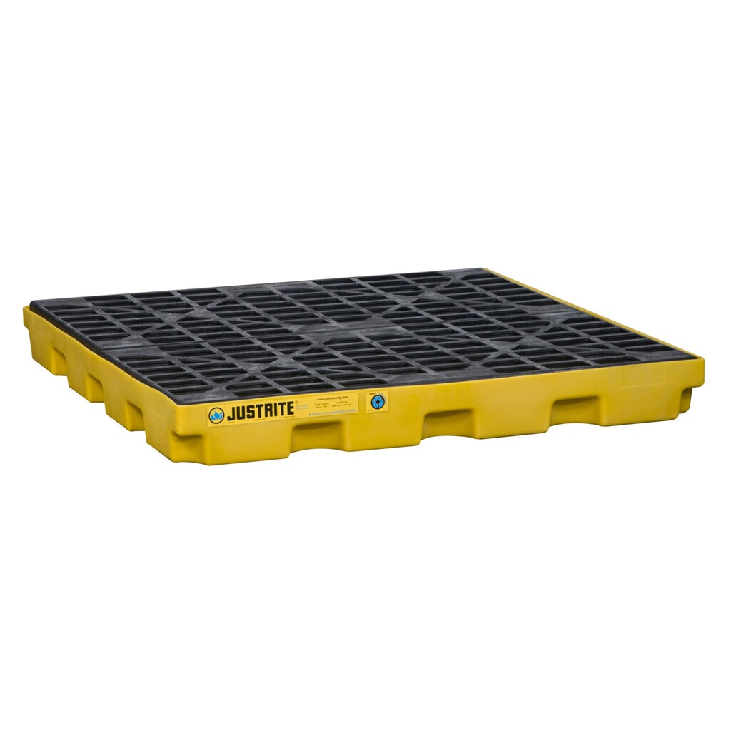 Illustration du produit: Justrite® bac de rétention plat en polyéthylène (PE), 4 x 200 l, contenance 185 l, jaune