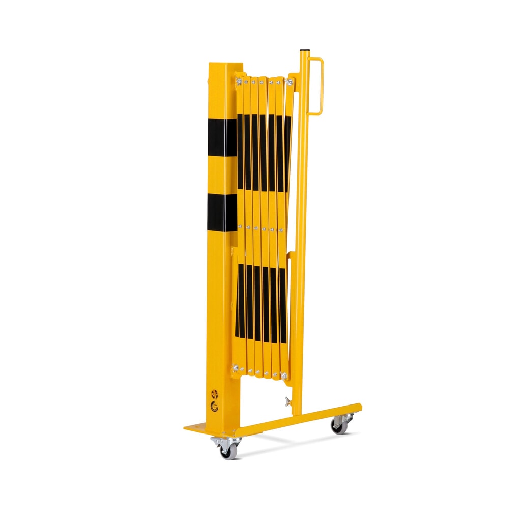 N° de l'image du produit 3 : dancop Barrière extensible, 1 pied à roulette, 1 borne, largeur 3 600 mm, jaune/noir