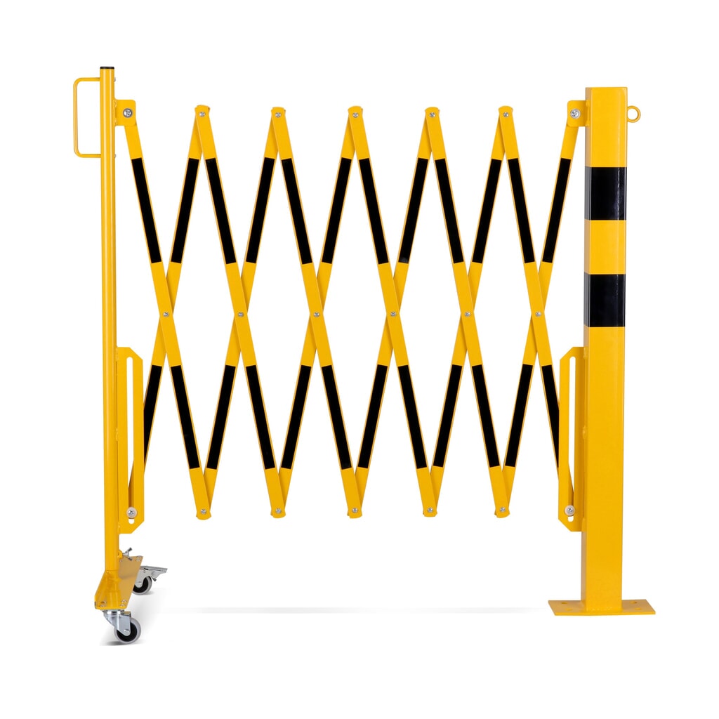 dancop Barrière extensible, 1 pied à roulette, 1 borne, largeur 3 600 mm, jaune/noir N° de l'image du produit 6 : dancop Barrière extensible, 1 pied à roulette, 1 borne, largeur 3 600 mm, jaune/noir