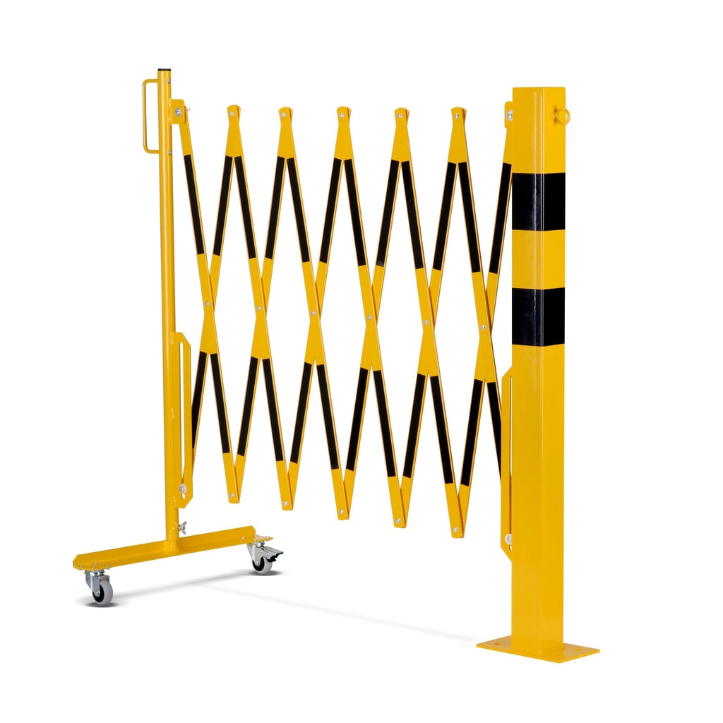 N° de l'image du produit 7 : dancop Barrière extensible, 1 pied à roulette, 1 borne, largeur 3 600 mm, jaune/noir