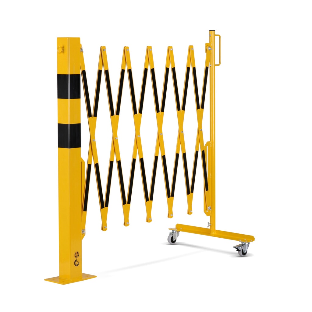 N° de l'image du produit 9 : dancop Barrière extensible, 1 pied à roulette, 1 borne, largeur 3 600 mm, jaune/noir
