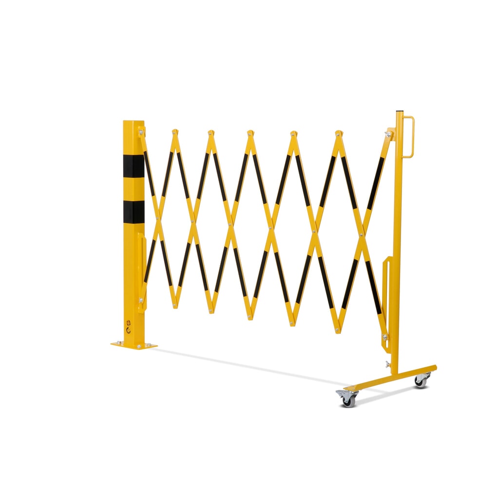 N° de l'image du produit 11 : dancop Barrière extensible, 1 pied à roulette, 1 borne, largeur 3 600 mm, jaune/noir