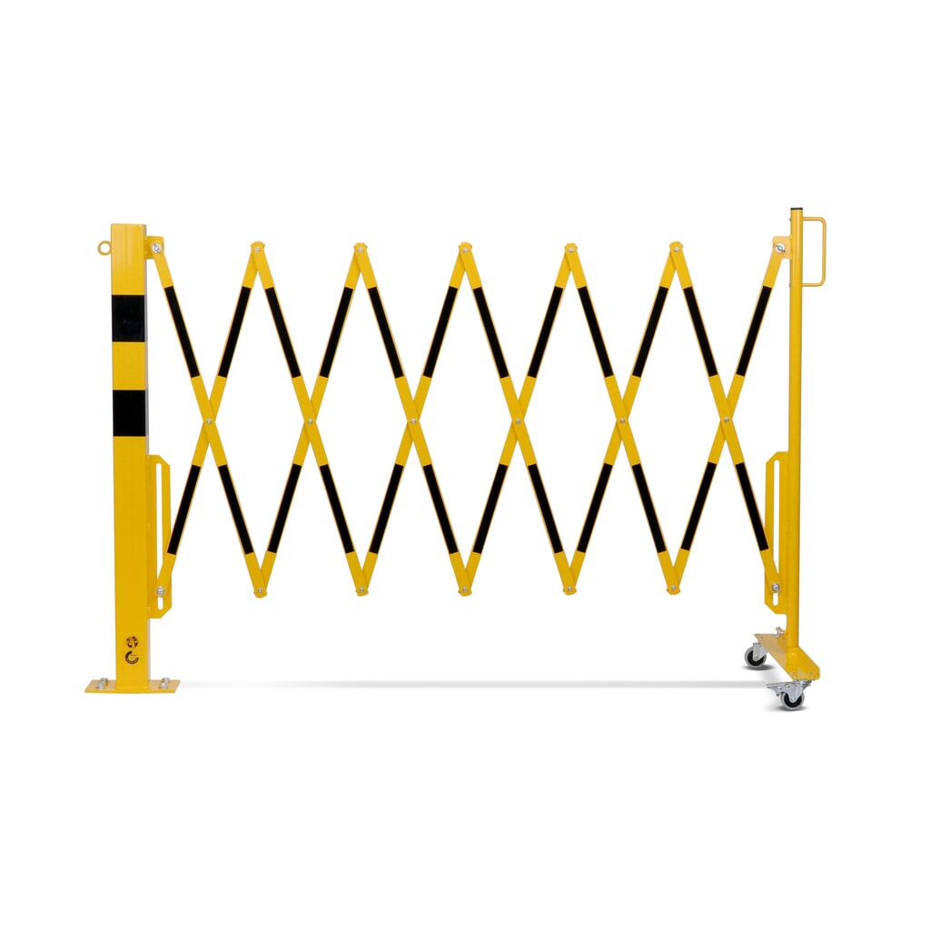 dancop Barrière extensible, 1 pied à roulette, 1 borne, largeur 3 600 mm, jaune/noir N° de l'image du produit 12 : dancop Barrière extensible, 1 pied à roulette, 1 borne, largeur 3 600 mm, jaune/noir
