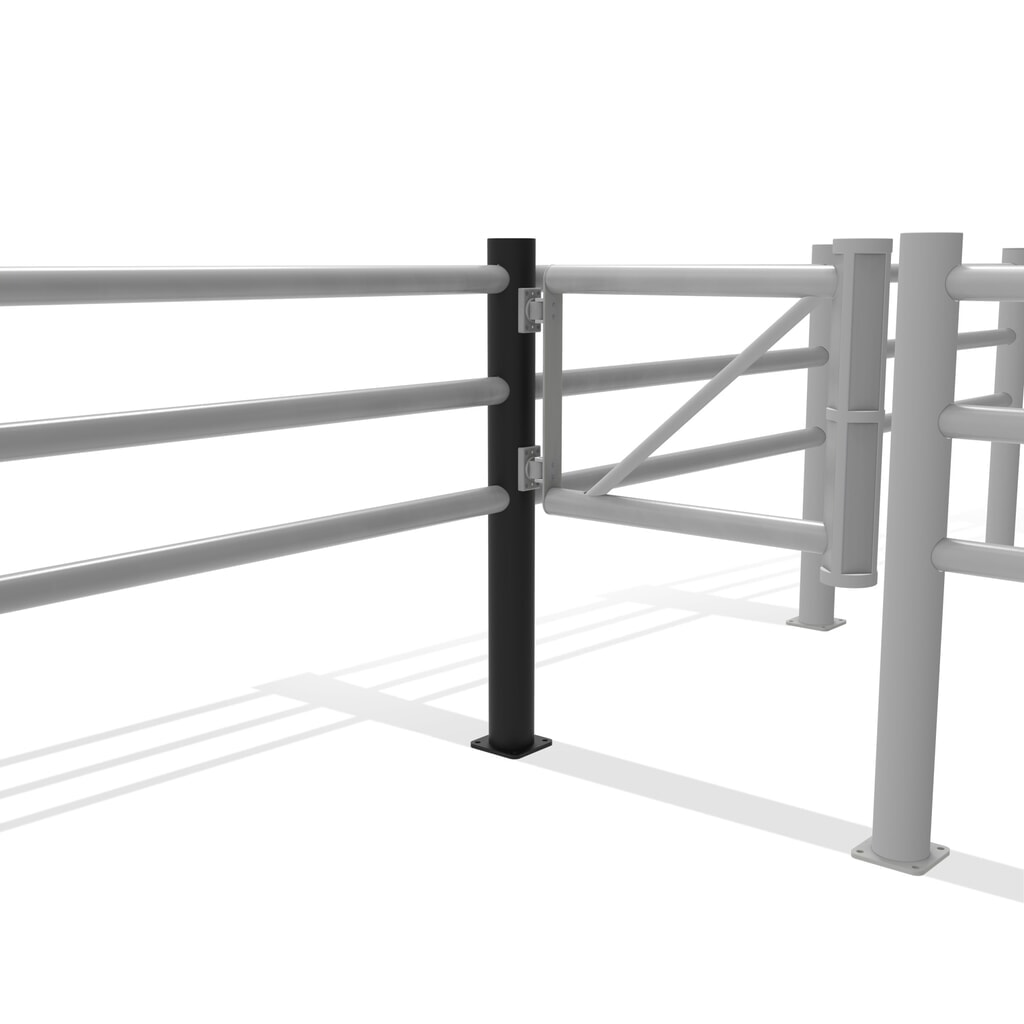 N° de l'image du produit 11 : dancop Poteau central de porte battante pour garde-corps de sécurité « Delta », Ø 110 mm, hauteur 1 200 mm, 90°