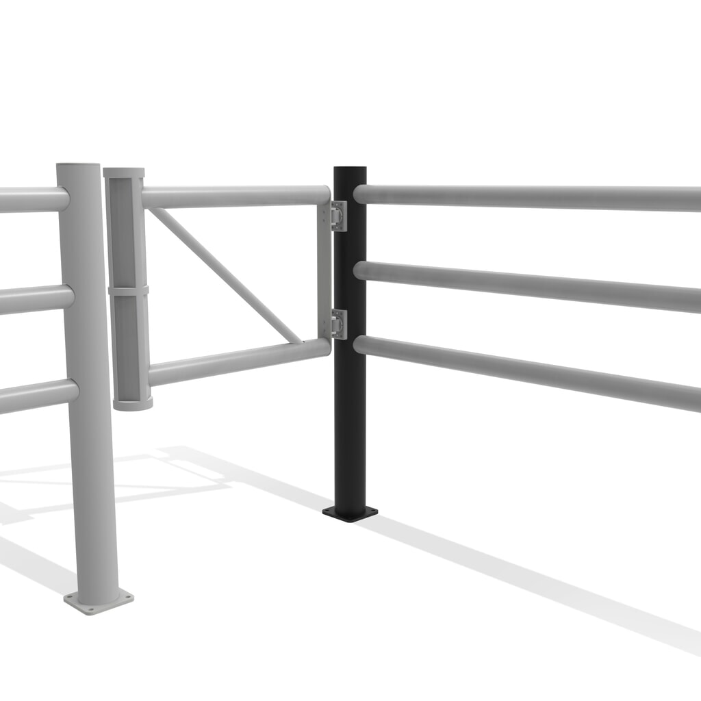 dancop Poteau d’extrémité pour porte battante de garde-corps de sécurité « Delta », Ø 110 mm, hauteur 1 200 mm, 90°, gauche N° de l'image du produit 11 : dancop Poteau d’extrémité pour porte battante de garde-corps de sécurité « Delta », Ø 110 mm, hauteur 1 200 mm, 90°, gauche