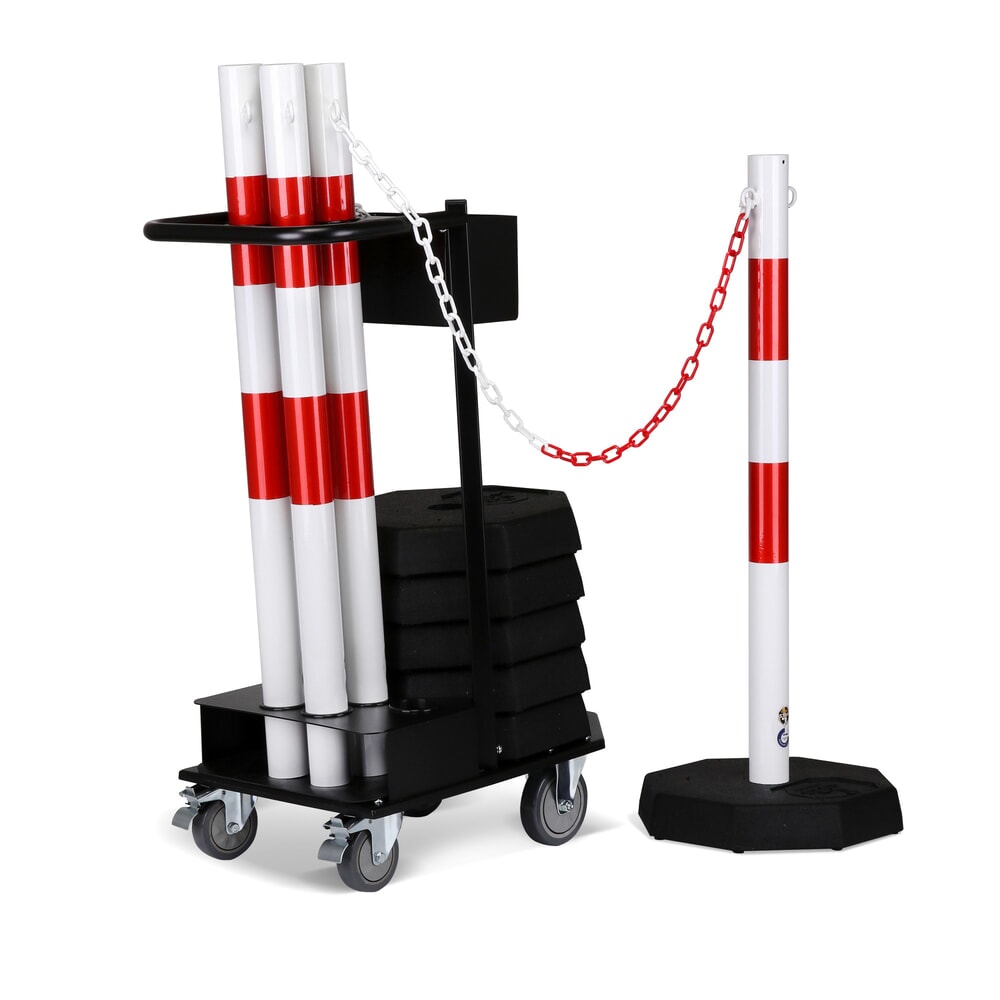 N° de l'image du produit 12 : dancop Support de stockage et de transport KPS-TG avec poteaux à chaîne, rouge/blanc