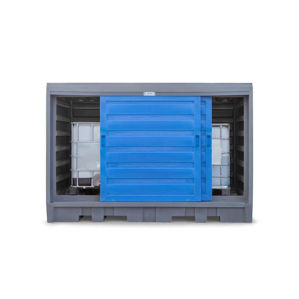N° de l'image du produit 4 : Dépôt à fûts en PE, HxlxP 2 170 x 3 200 x 1 740 mm, 2x IBC ou 8x 200 l