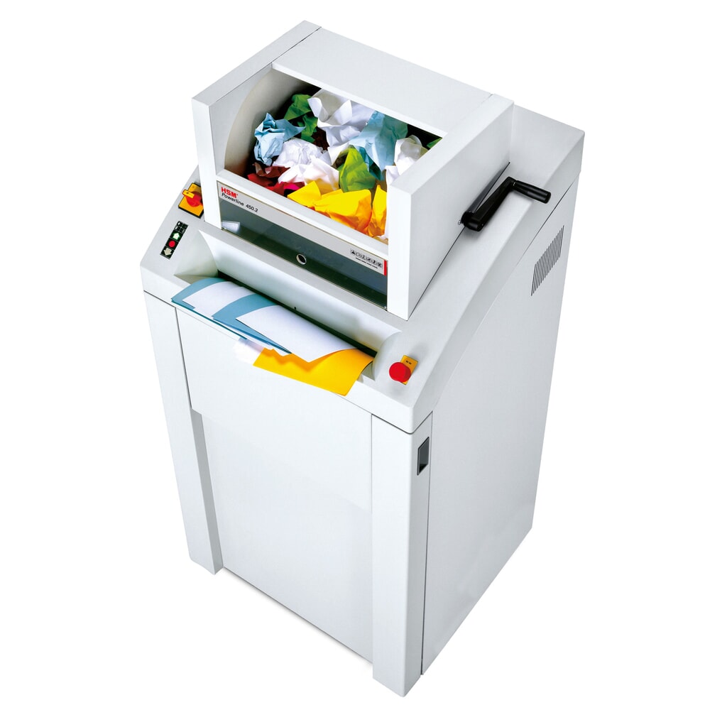Destructeur de documents grande capacité HSM Powerline 450.2, coupe croisée en particules 3,9 x 40 mm Illustration du produit: Destructeur de documents grande capacité HSM Powerline 450.2, coupe croisée en particules 3,9 x 40 mm