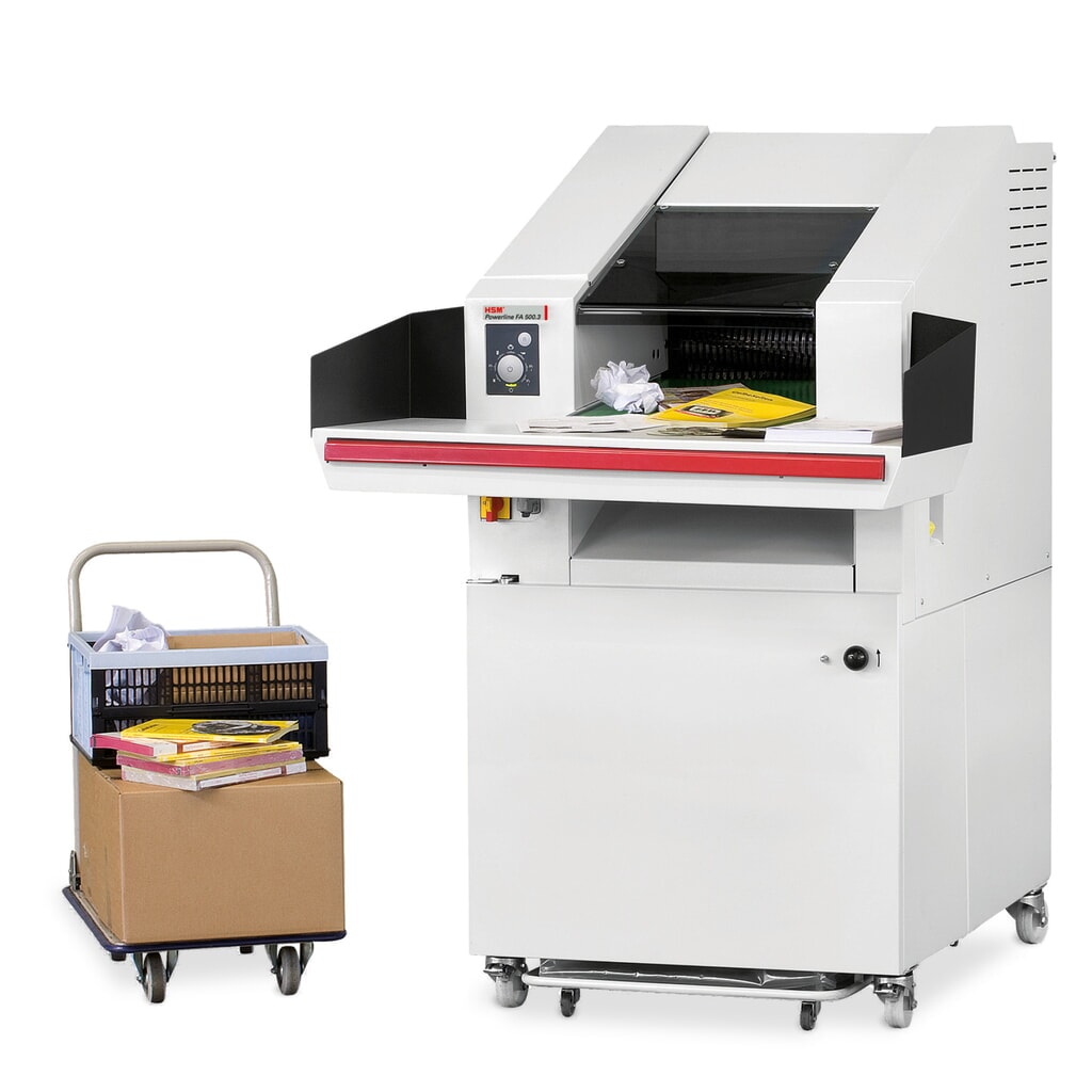 N° de l'image du produit 3 : Destructeur de documents grande capacité HSM Powerline FA 500.3, coupe croisée en particules 10,5 x 40 à 76 mm