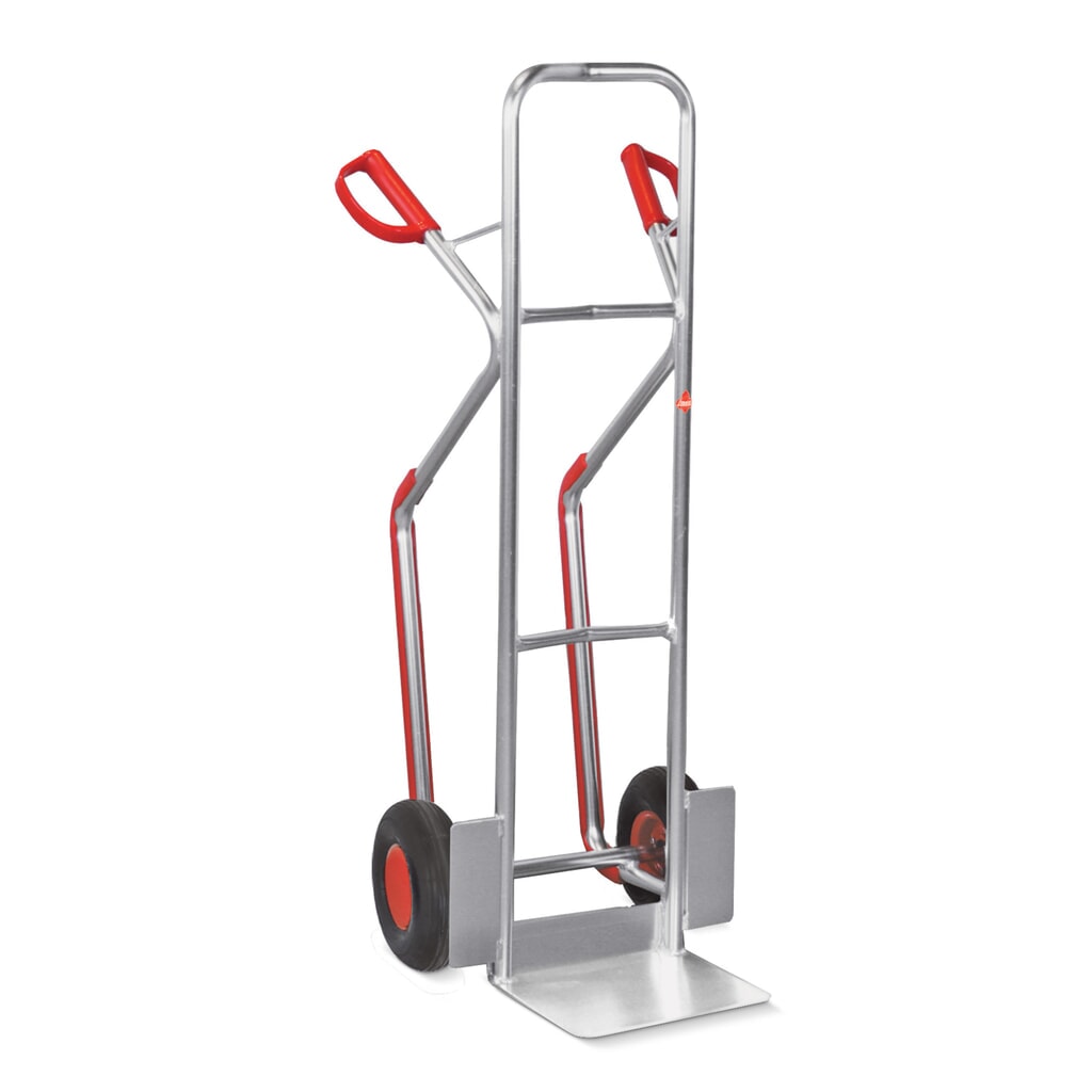Diable d’empilage Ameise®, aluminium, avec patins, capacité de charge 200 kg, bavette l x P 320 x 250 mm, pneus gonflables Illustration du produit: Diable d’empilage Ameise®, aluminium, avec patins, capacité de charge 200 kg, bavette l x P 320 x 250 mm, pneus gonflables