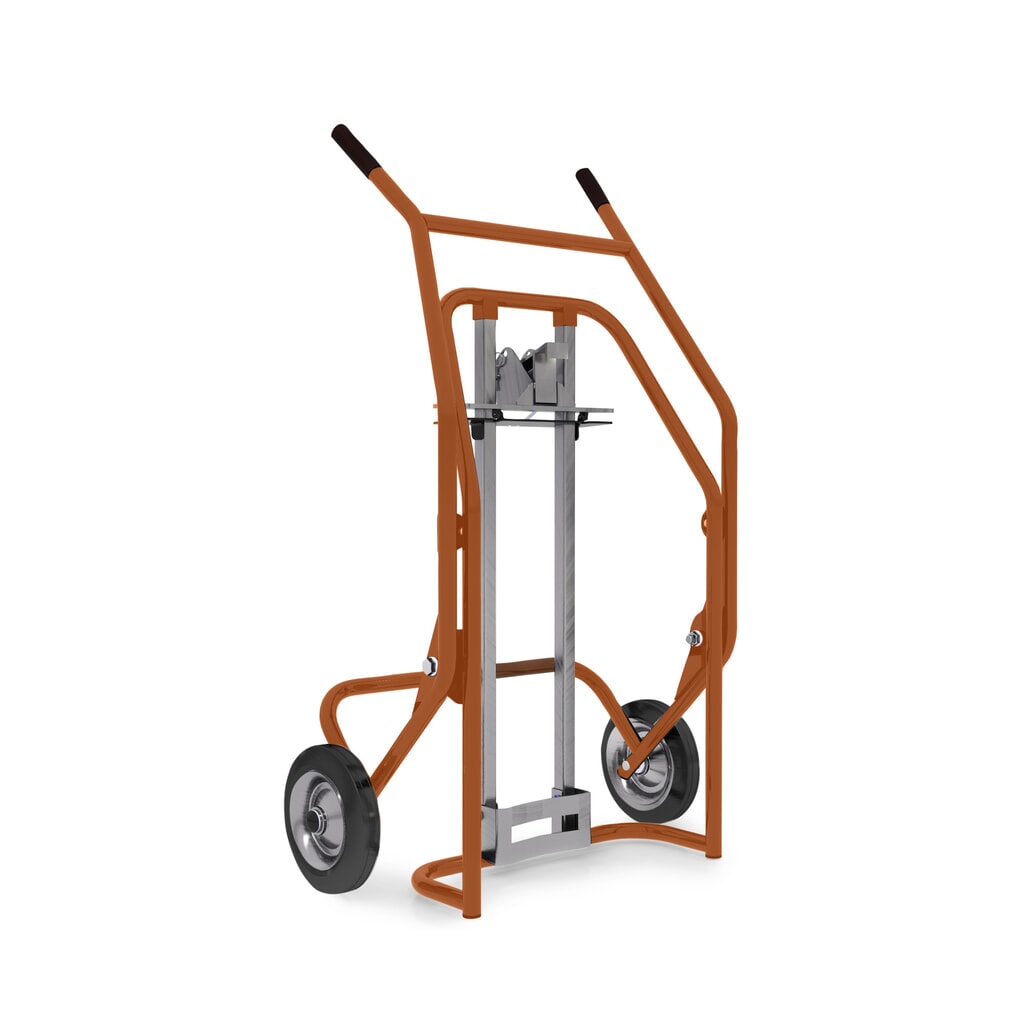 Diable porte-fûts, pour 1x fût en PE de 60 à 220 litres, capacité de charge 350 kg Illustration du produit: Diable porte-fûts, pour 1x fût en PE de 60 à 220 litres, capacité de charge 350 kg