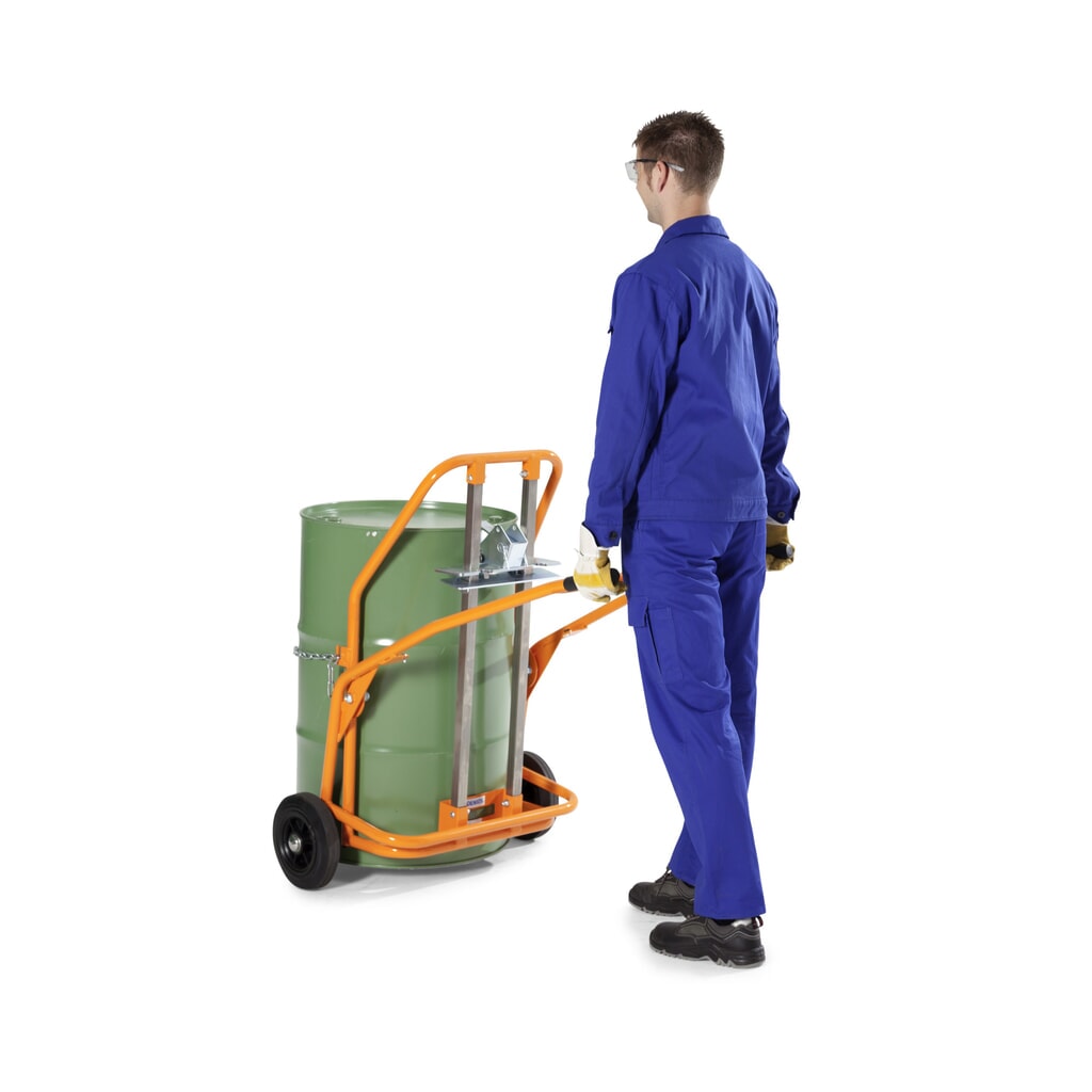 Diable porte-fûts, pour 1x fût en PE de 60 à 220 litres, capacité de charge 350 kg N° de l'image du produit 4 : Diable porte-fûts, pour 1x fût en PE de 60 à 220 litres, capacité de charge 350 kg