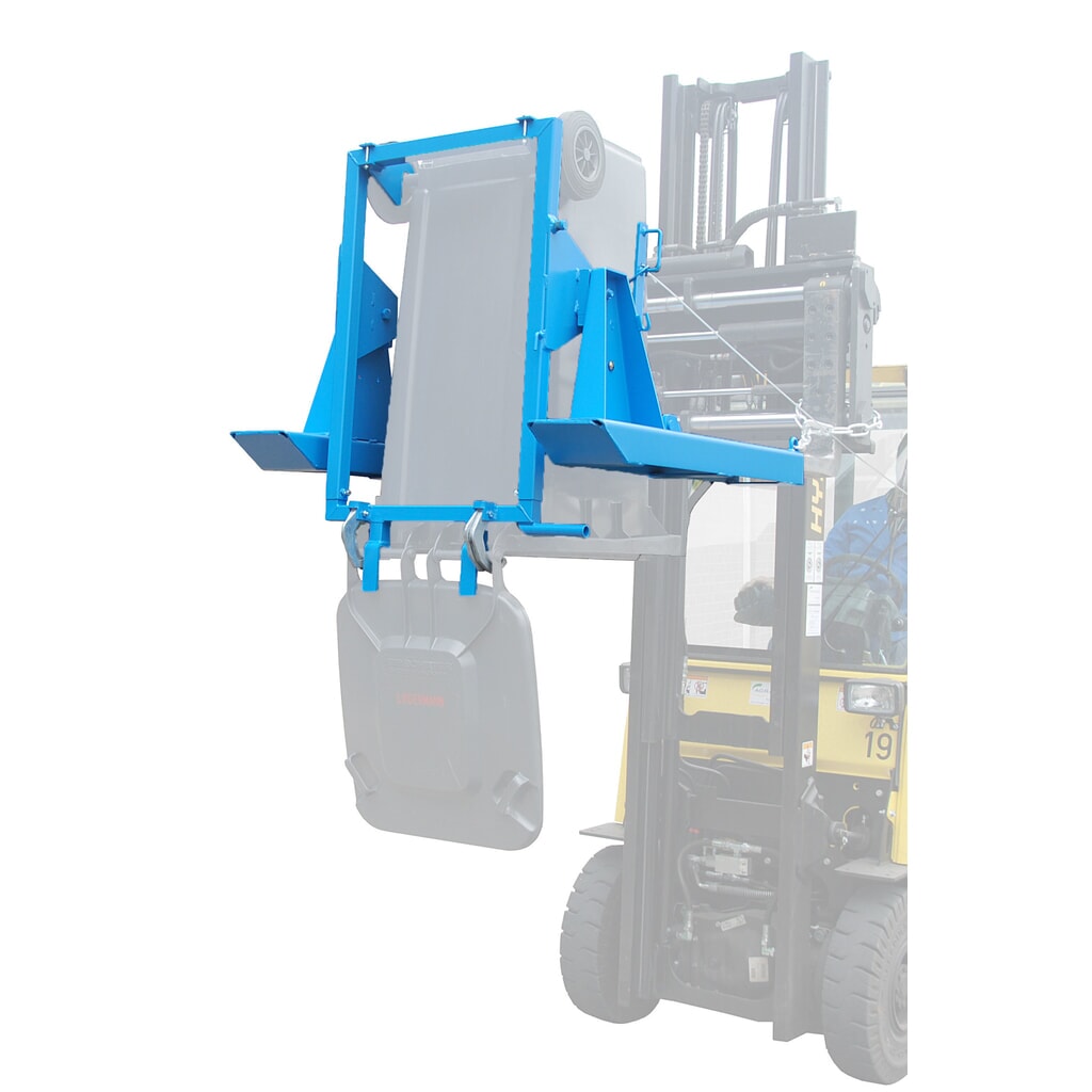 Basculeur de poubelles Bauer® MK pour chariot élévateur, 1 poubelle 80/120 litres, câble de traction N° de l'image du produit 2 : Basculeur de poubelles Bauer® MK pour chariot élévateur, 1 poubelle 80/120 litres, câble de traction
