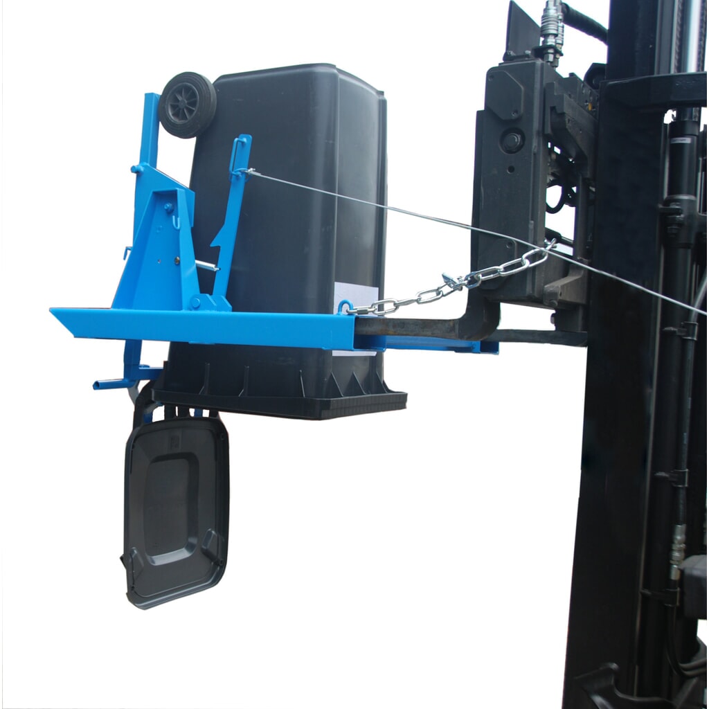 N° de l'image du produit 3 : Basculeur de poubelles Bauer® MK pour chariot élévateur, 1 poubelle 80/120 litres, câble de traction
