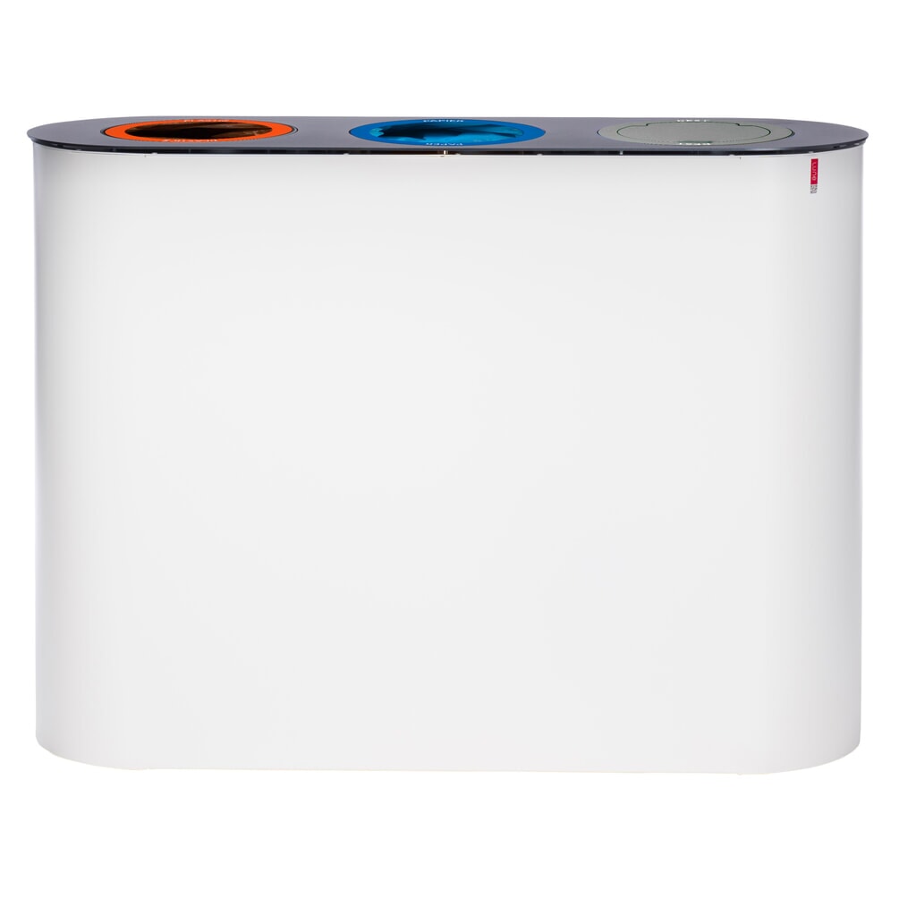 Illustration du produit: Dispositif de tri des déchets Split LUNE, blanc, anthracite, 3 x 38 litres