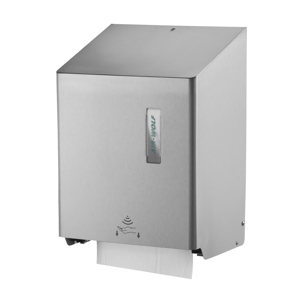 Illustration du produit: Distributeur automatique d’essuie-mains en papier Air-Wolf en acier inoxydable brossé