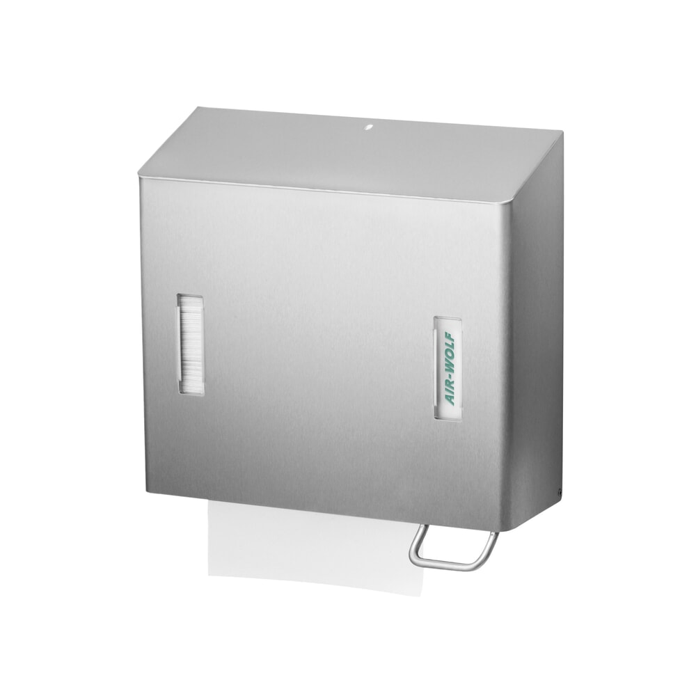 Illustration du produit: Distributeur combiné d’essuie-mains en papier et de savon Air-Wolf droite en acier inoxydable brossé