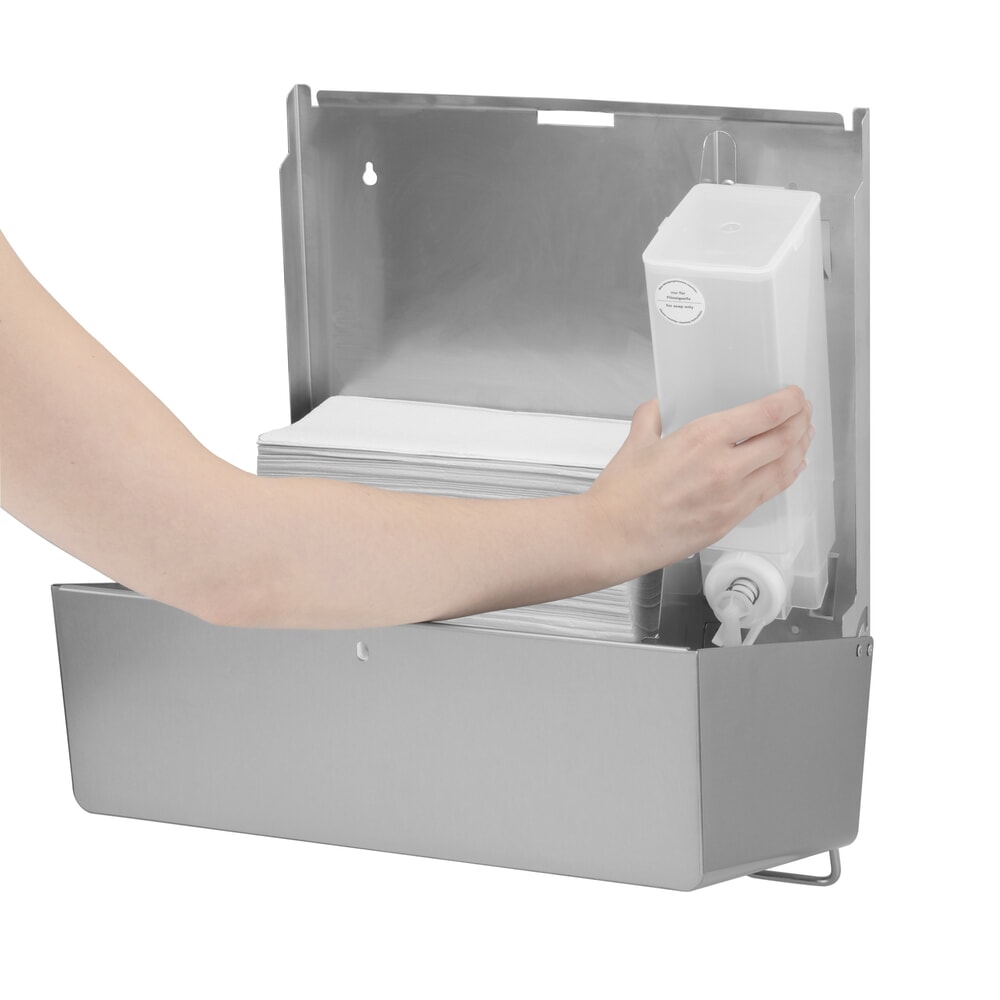 N° de l'image du produit 4 : Distributeur combiné d’essuie-mains en papier et de savon Air-Wolf droite en acier inoxydable brossé