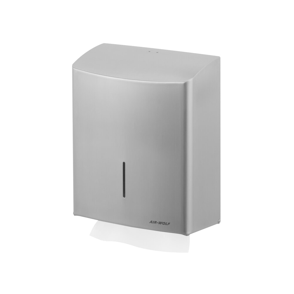 Illustration du produit: Distributeur d’essuie-mains en papier Air-Wolf pour jusqu’à 600 essuie-mains pliés en acier inoxydable brossé