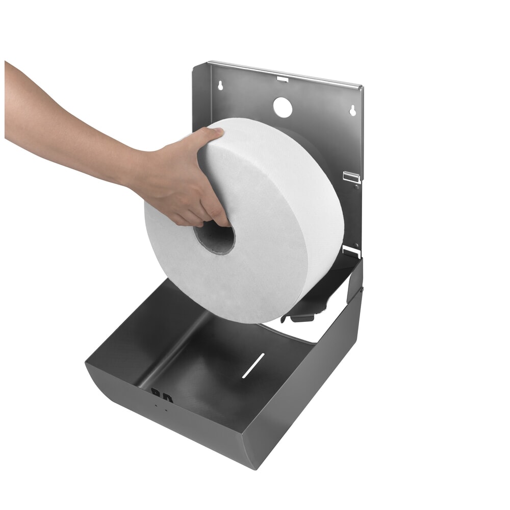 N° de l'image du produit 2 : Distributeur de gros rouleaux de papier toilette Air-Wolf pour 1 gros rouleau, acier inoxydable brossé