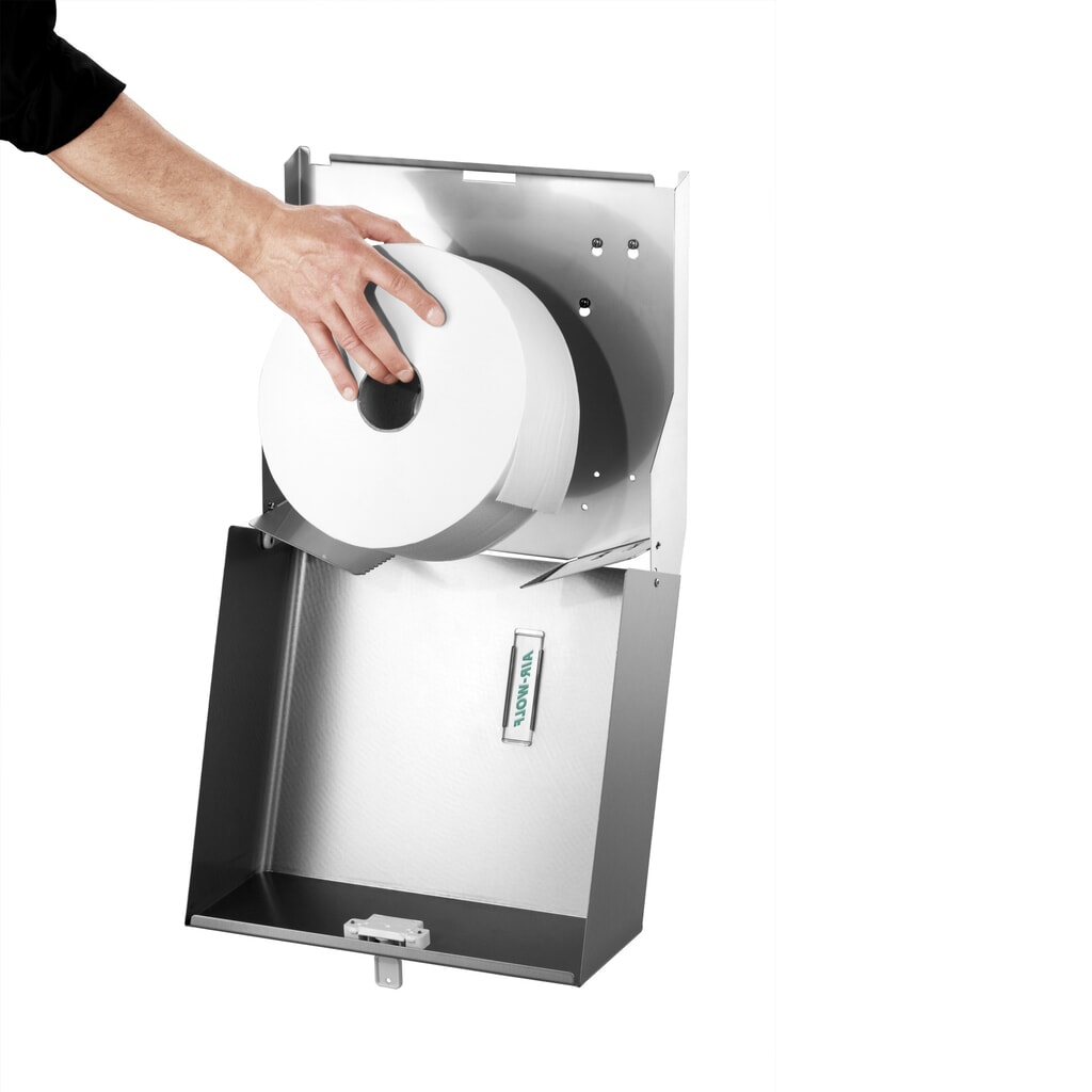 Distributeur de papier toilette Duplex Air-Wolf en acier inoxydable brossé N° de l'image du produit 2 : Distributeur de papier toilette Duplex Air-Wolf en acier inoxydable brossé