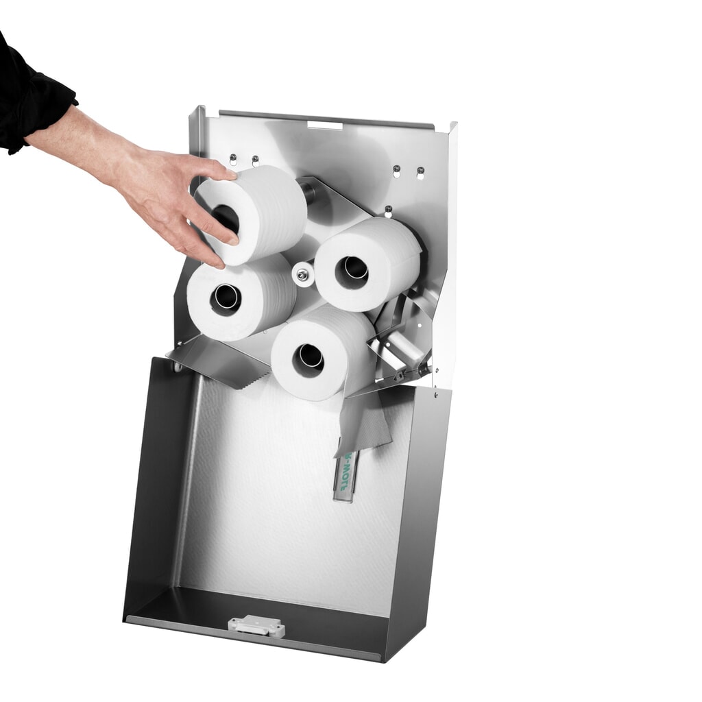 Distributeur de papier toilette Duplex Air-Wolf en acier inoxydable brossé N° de l'image du produit 9 : Distributeur de papier toilette Duplex Air-Wolf en acier inoxydable brossé