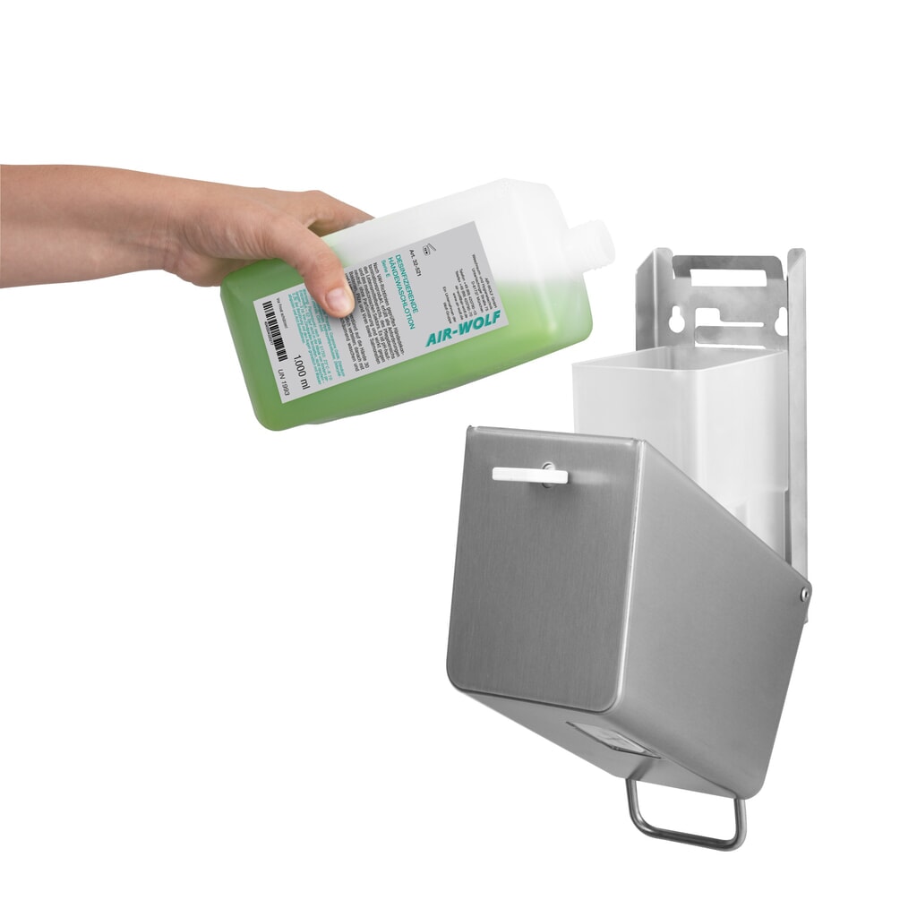 N° de l'image du produit 2 : Distributeur de savon et de désinfectant Air-Wolf pour 250 ml en acier inoxydable brossé