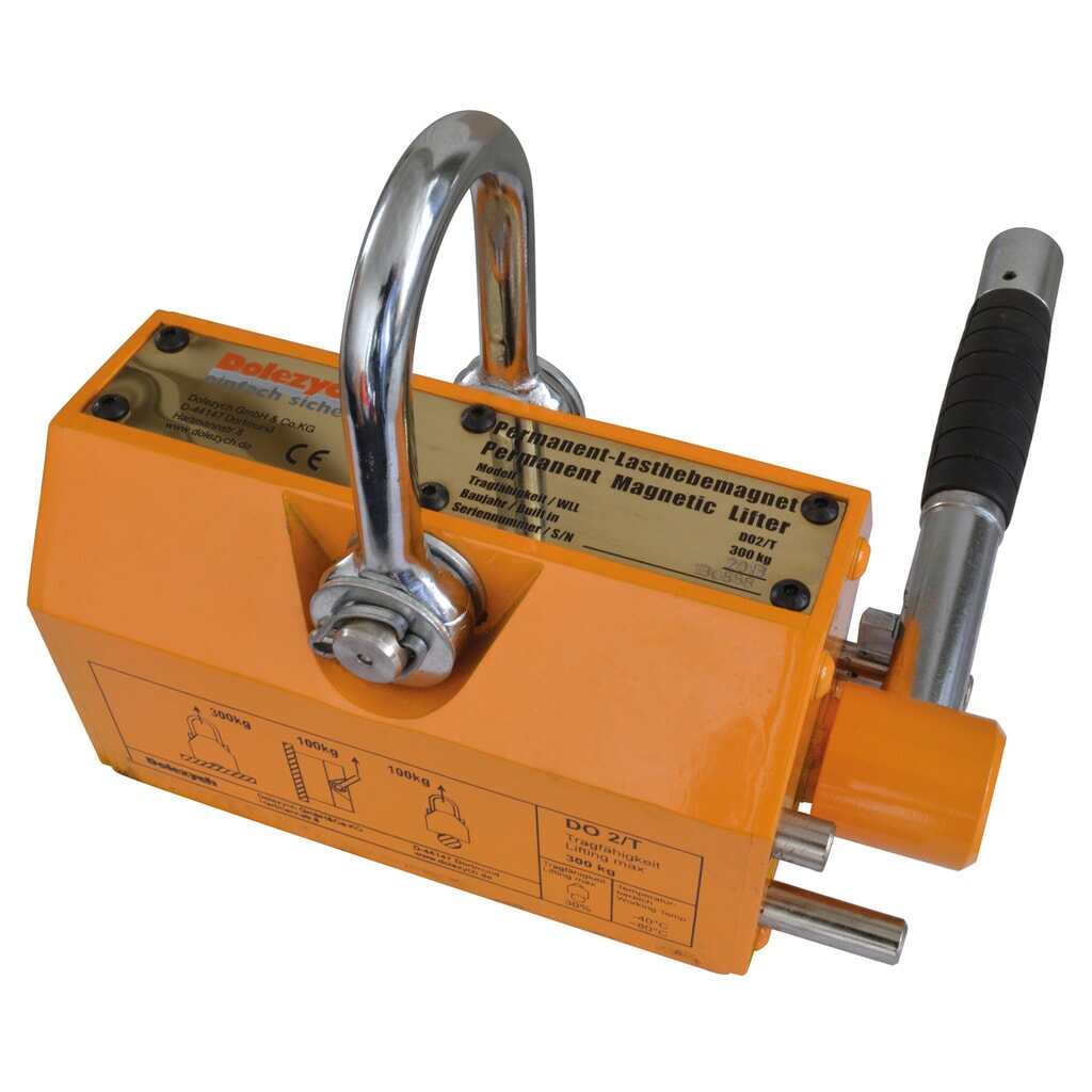 Aimant de levage permanent Dolezych Do 2 T100, capacité de charge matériau plat 100 kg, capacité de charge matériau rond 30 kg Illustration du produit: Aimant de levage permanent Dolezych Do 2 T100, capacité de charge matériau plat 100 kg, capacité de charge matériau rond 30 kg