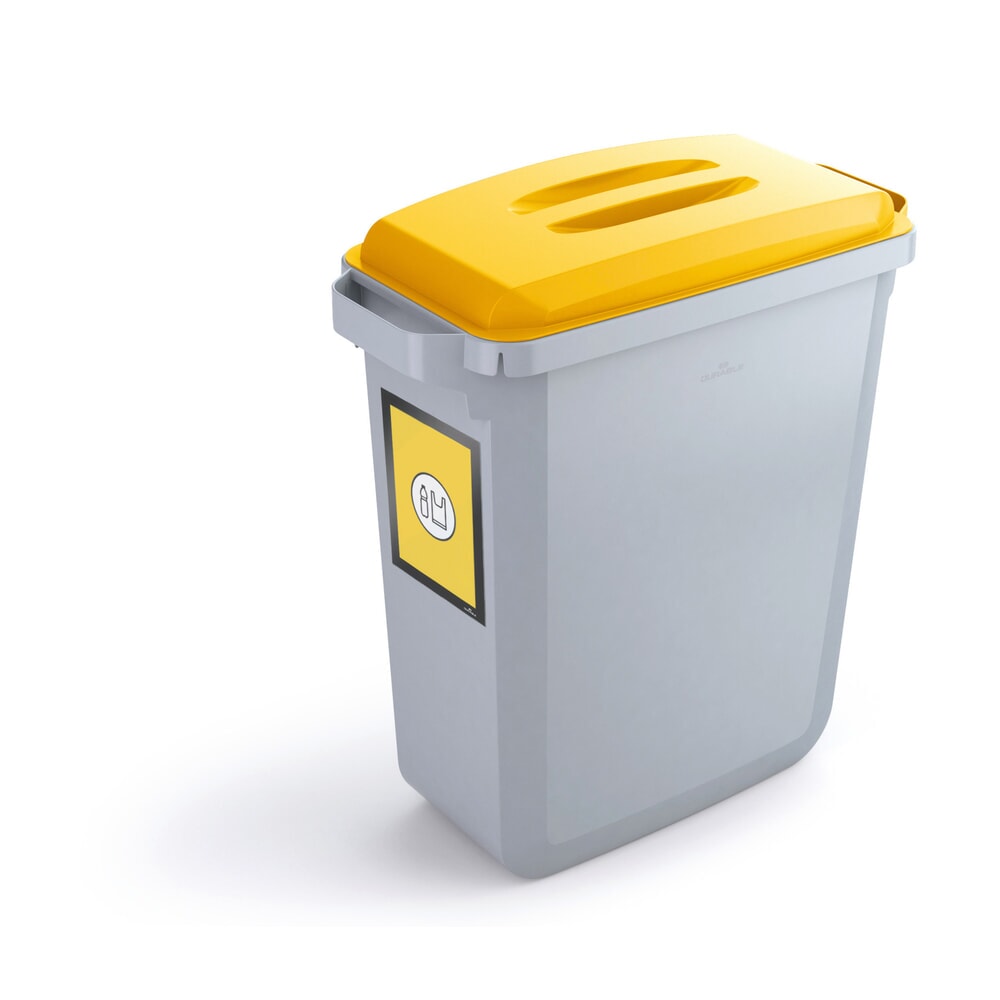N° de l'image du produit 3 : DURABLE Conteneur à déchets DURABIN® 60L avec couvercle + cadre d’affichage DURAFRAME®, jaune