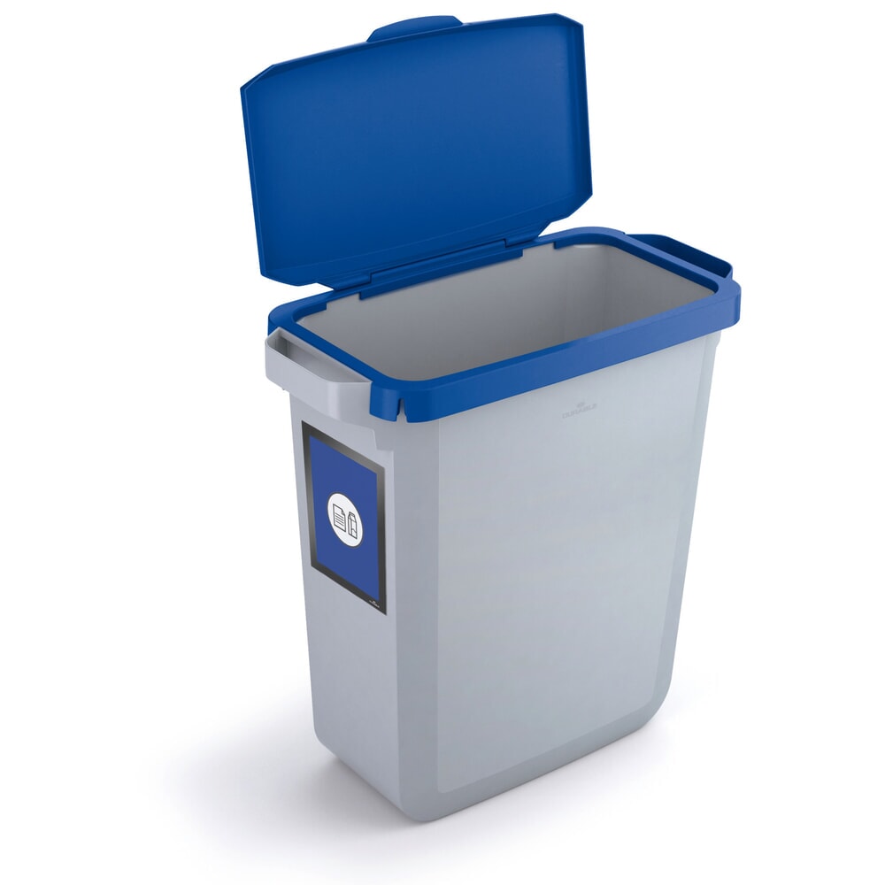 N° de l'image du produit 7 : DURABLE Conteneur à déchets DURABIN® 60L avec couvercle rabattable + cadre d’affichage DURAFRAME®, bleu