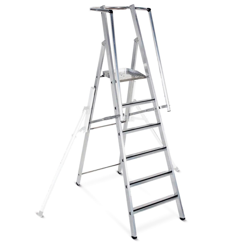 N° de l'image du produit 1 : Échelle de podium stationnaire ZARGES, avec rambarde de sécurité, hauteur de travail 0,52 m