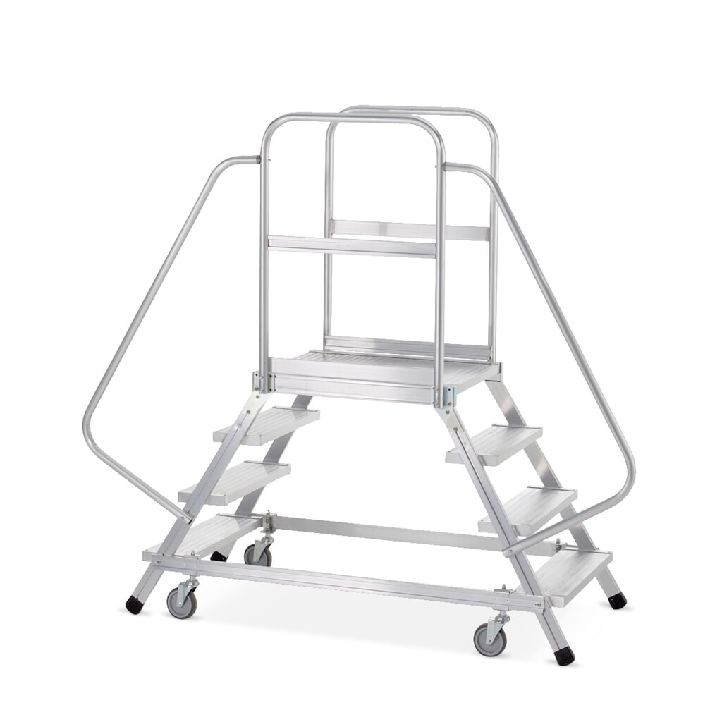 Échelle plate-forme ZARGES, mobile, accessible de 2 côtés, hauteur de travail 0,72 m, aluminium Illustration du produit: Échelle plate-forme ZARGES, mobile, accessible de 2 côtés, hauteur de travail 0,72 m, aluminium
