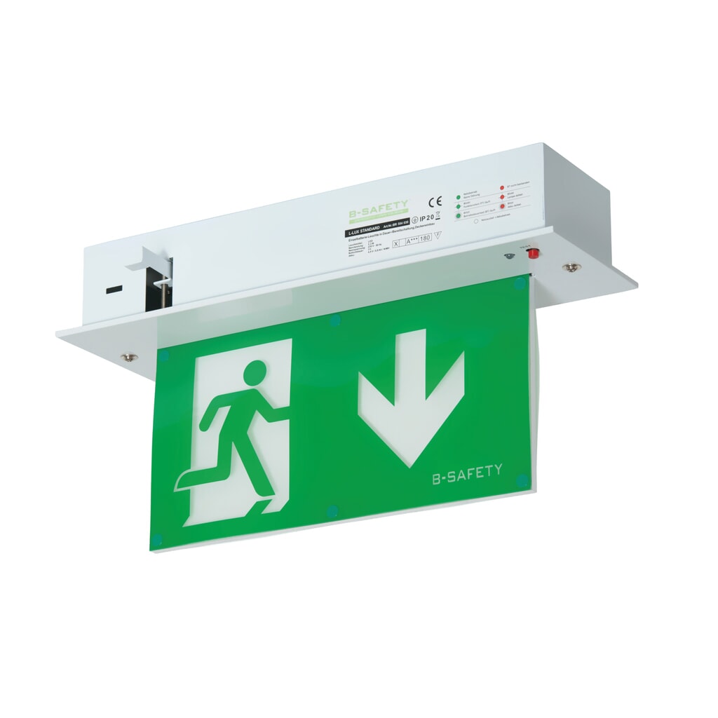 Éclairage de sécurité à pictogramme B-Safety L-LUX STANDARD, avec fonction AUTOTEST, version 3 h, montage au plafond Illustration du produit: Éclairage de sécurité à pictogramme B-Safety L-LUX STANDARD, avec fonction AUTOTEST, version 3 h, montage au plafond