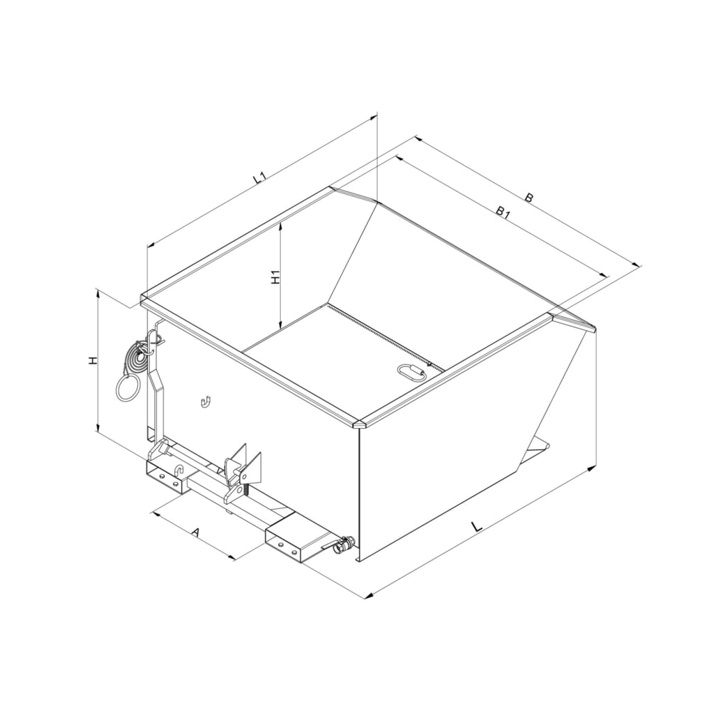 N° de l'image du produit 3 : Eichinger® Benne à copeaux à fond en tôle perforée et robinet de vidange, 1 000 kg, 300 litres, orangé pur