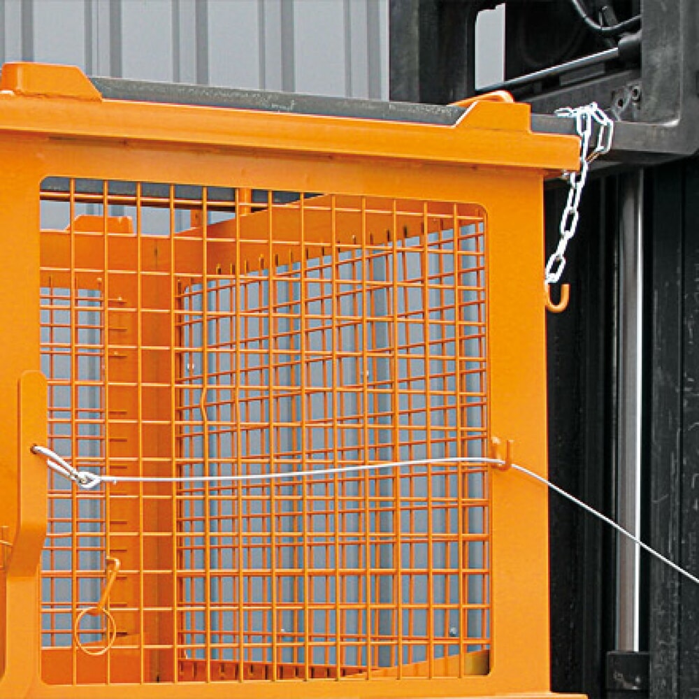 N° de l'image du produit 2 : Eichinger® Benne basculante à grille avec fond basculant déverrouillable, 500 kg, 1 000 litres, orangé pur