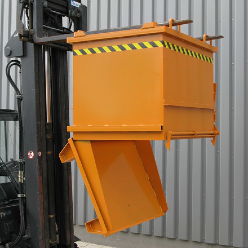N° de l'image du produit 2 : Eichinger® Conteneur pour matériaux de construction à fond basculant, 2000 kg, 1000 litres, orangé pur