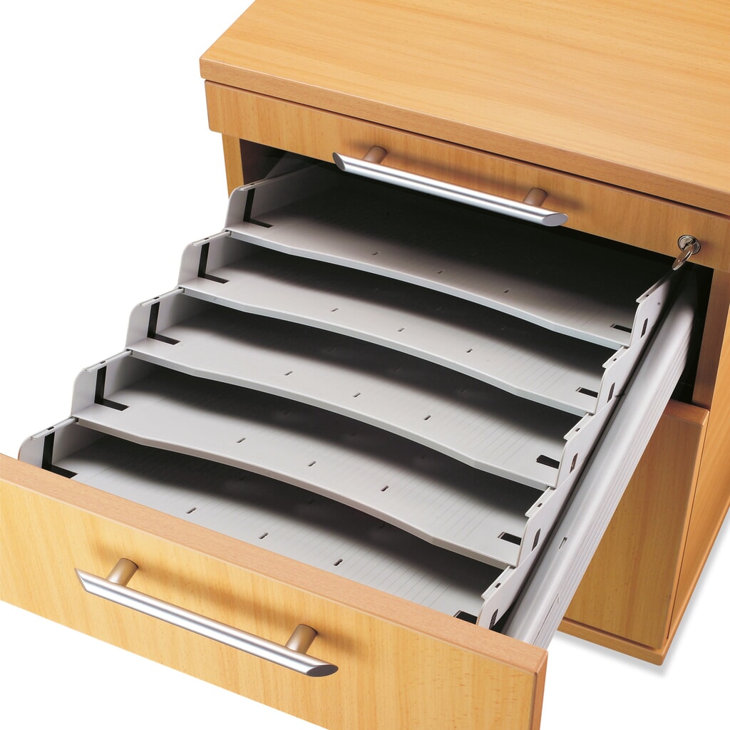 Illustration du produit: Ensemble de rangement incliné pour conteneur à roulettes Solid, 5 compartiments